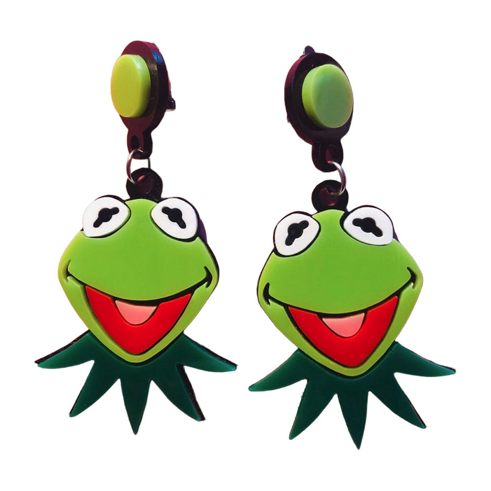 Makokot Design Cartoon Frog Puppet Acrylic Earrings - Fun & Playful Accessories for Cosplay, Costume Parties & Kawaii Fashion