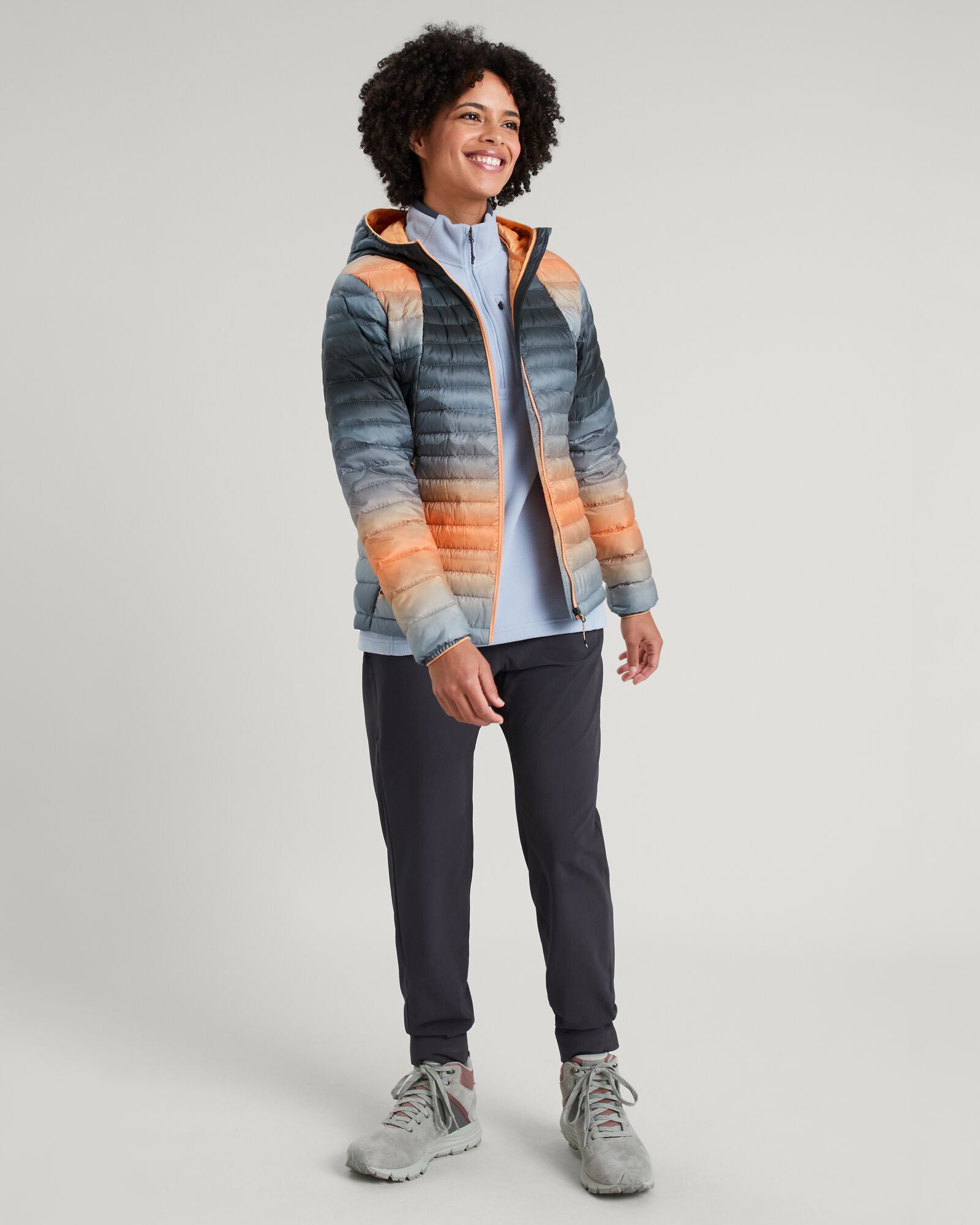 Women's Heli R Hooded Down Jacket - Waterproof Winter Coat with Lolly/Night Misty Mountains Print - Warm Puffer Jacket for Skiing, Hiking & Outdoor Adventures