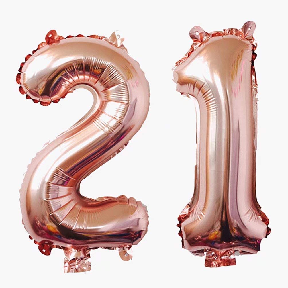 21st Birthday Party Decorations - Jumbo Rose Gold Foil Balloons for Sweet 21, Anniversary & Graduation Events | Perfect for Birthday Celebrations, Milestone Parties & Special Occasions