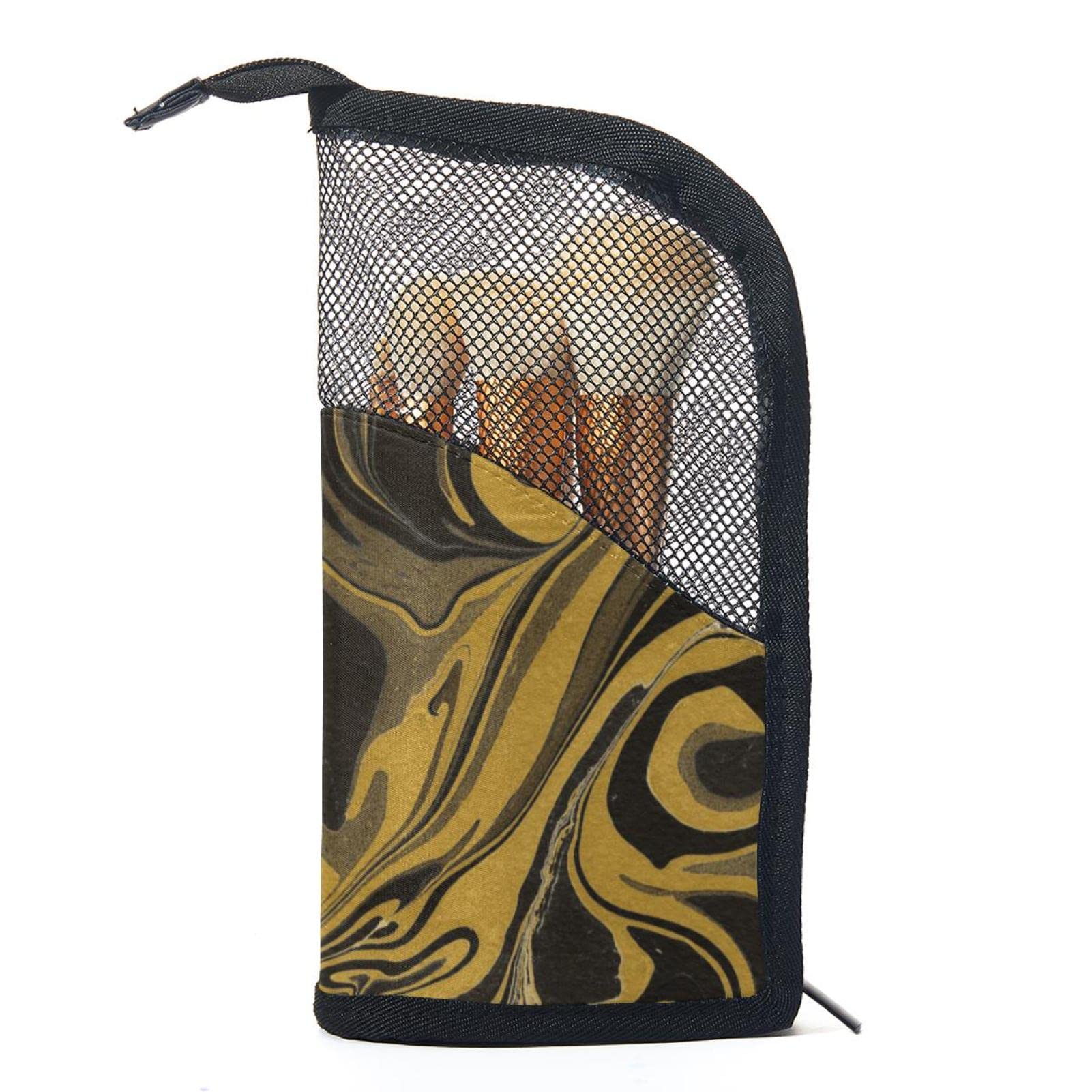 Premium 12-Piece Makeup Brush Set with Gold Marble Organizer Bag - Portable Makeup Brush Holder Case for Travel & Home Storage | Abstract Style Cosmetic Brush Organizer for Makeup Artists & Beauty Enthusiasts