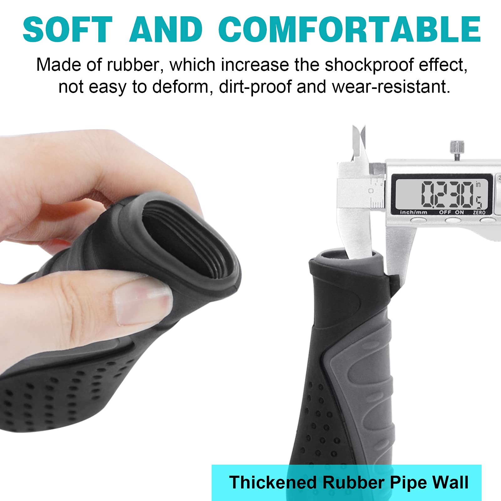 Non-Slip Bicycle Handlebar Grips - Shock Absorbing Bike Handles for Mountain/Road/Folding Bikes - Black & Grey - Perfect for Commuting, Trail Riding & Urban Cycling