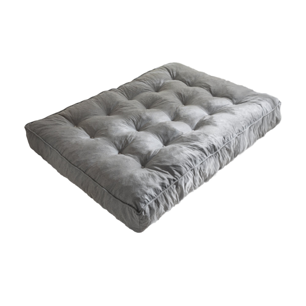 MAXYOYO 8-Inch Thick Futon Sofa Couch Bed - Premium Linen Tufted Futon Mattress for Adults (Mattress Only) in Grey | Perfect for Small Spaces, Guest Rooms & Dorm Rooms