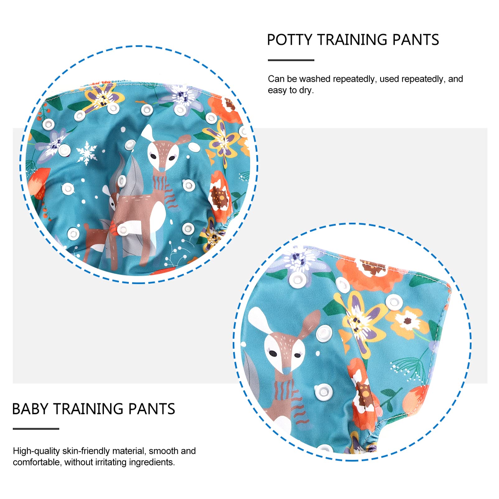 ifundom 7 Pcs Baby Cloth Diaper Pants - Soft Stretch Fabric with Snap Buttons & Cute Cartoon Design - Perfect for Newborns, Infants, Toddlers - Ideal for Home, Travel, and Daycare Use