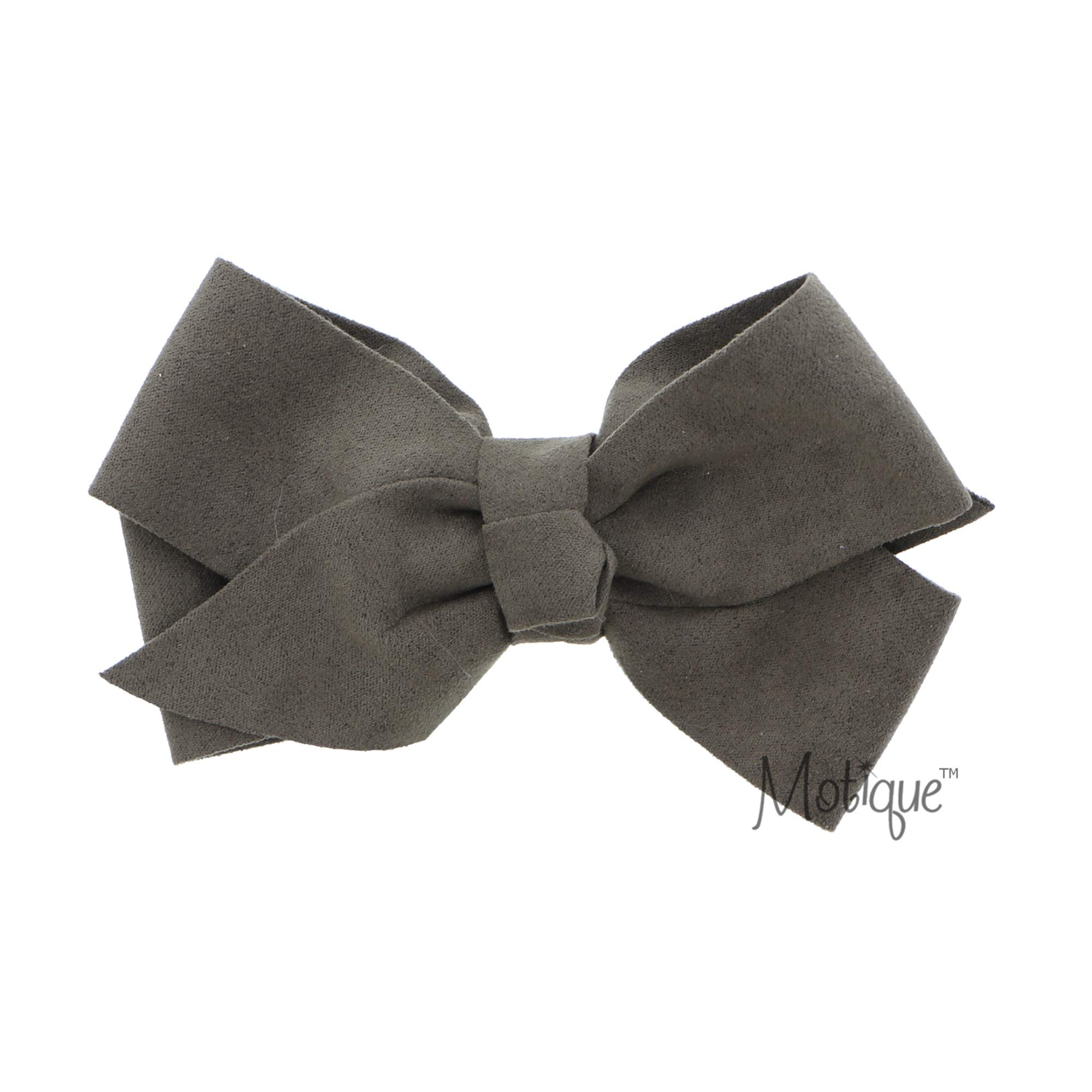 5 Inch Olive Suede Hair Bow for Girls - Elegant Hair Accessory for Parties, Weddings, and Everyday Style
