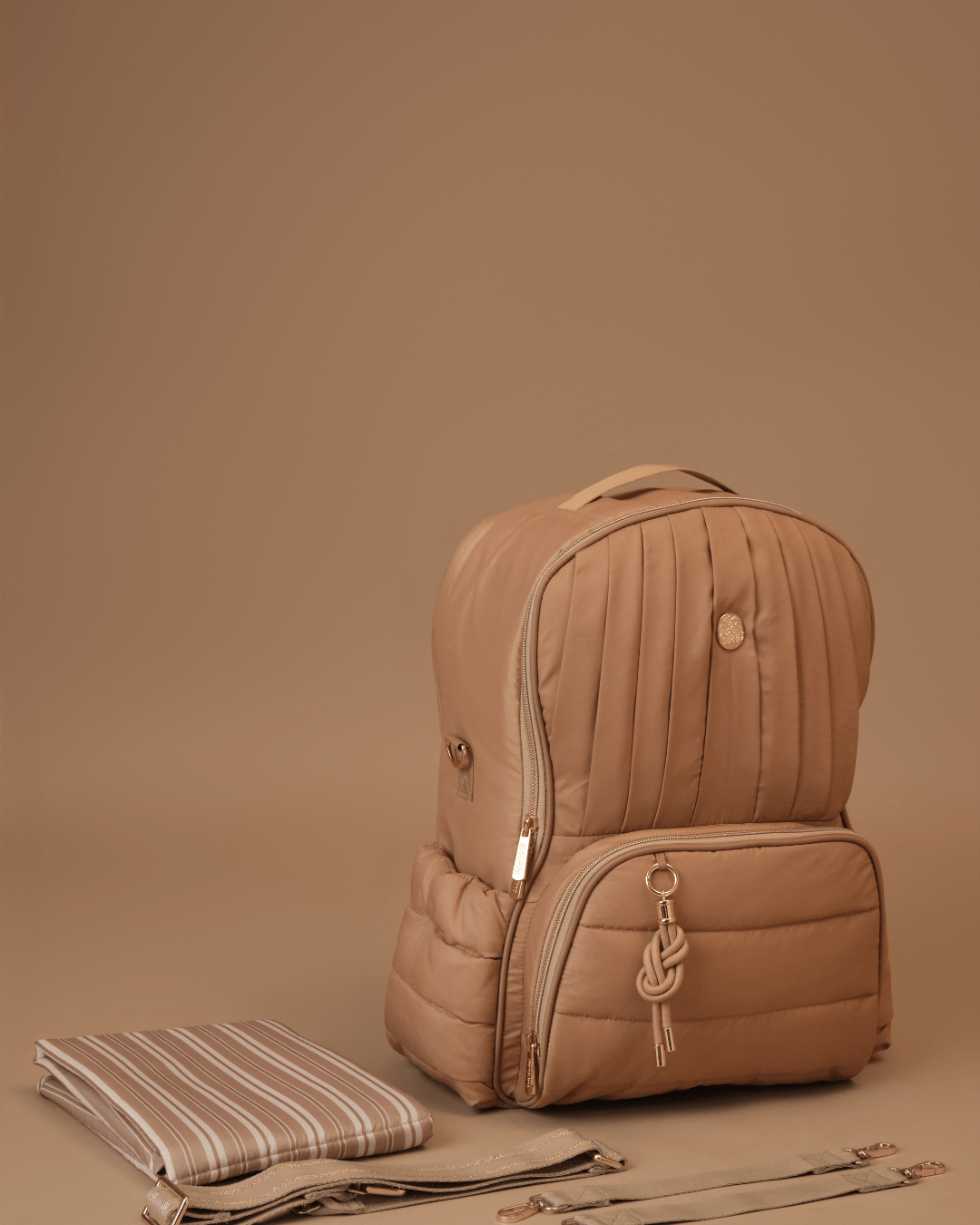 The Coast Diaper Bag - Premium Mocha Diaper Backpack for Moms, Large Waterproof Baby Bag with Insulated Bottle Pockets & Changing Pad - Perfect for Travel, Daycare & On-the-Go Parenting