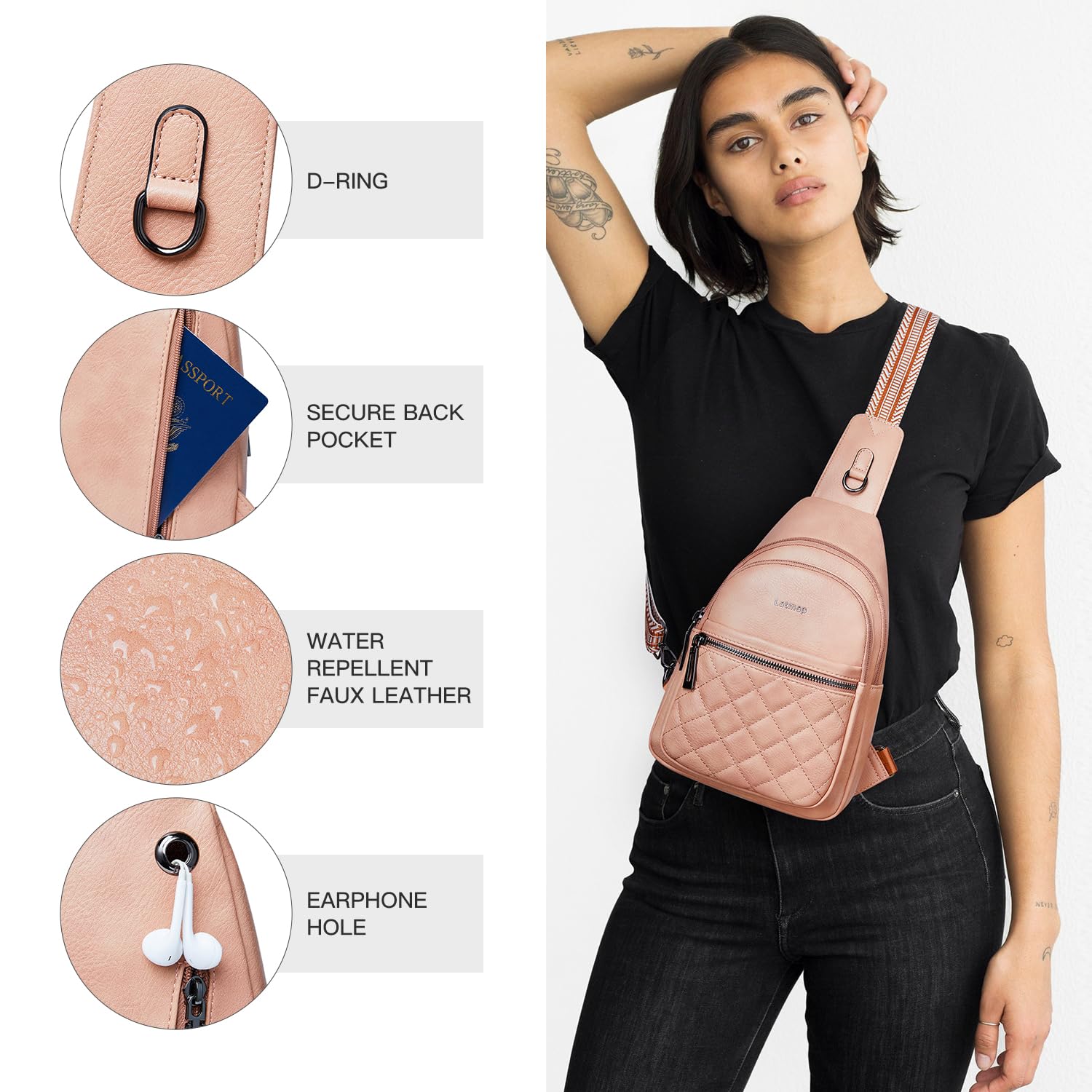 Women's Faux Leather Sling Bag - Crossbody Fanny Pack for Travel & Daily Use