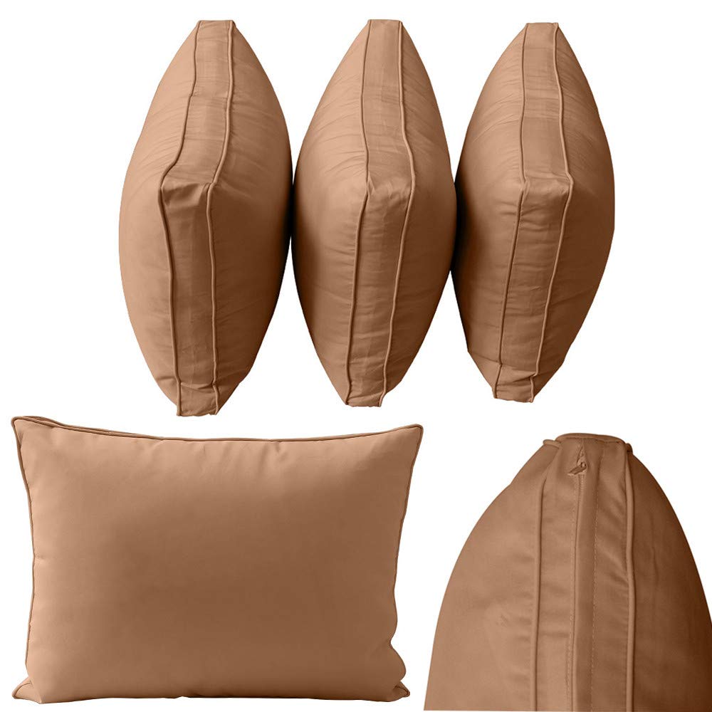 Prolinemax Outdoor Style 3-Piece Full Piped Trim Daybed Mattress Cover Set with Bolster Pillow & Fitted Sheet AD104 - Perfect for Patio, Sunroom, or Guest Bedroom Decor
