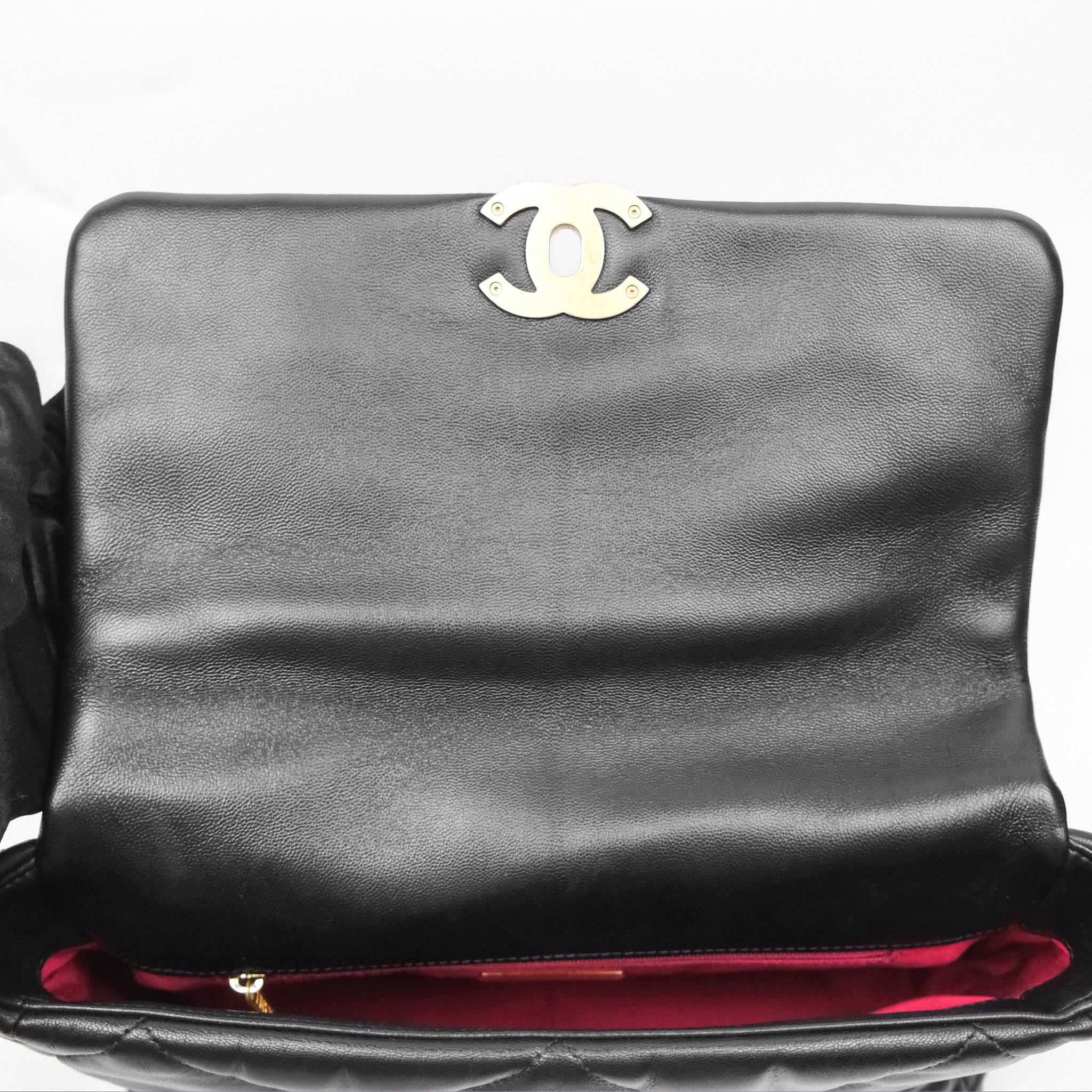 Chanel 19 Medium Flap Bag Black Goatskin Leather Mixed Gold/Silver Hardware - Luxury Designer Handbag for Women, Perfect for Work, Evening & Special Occasions