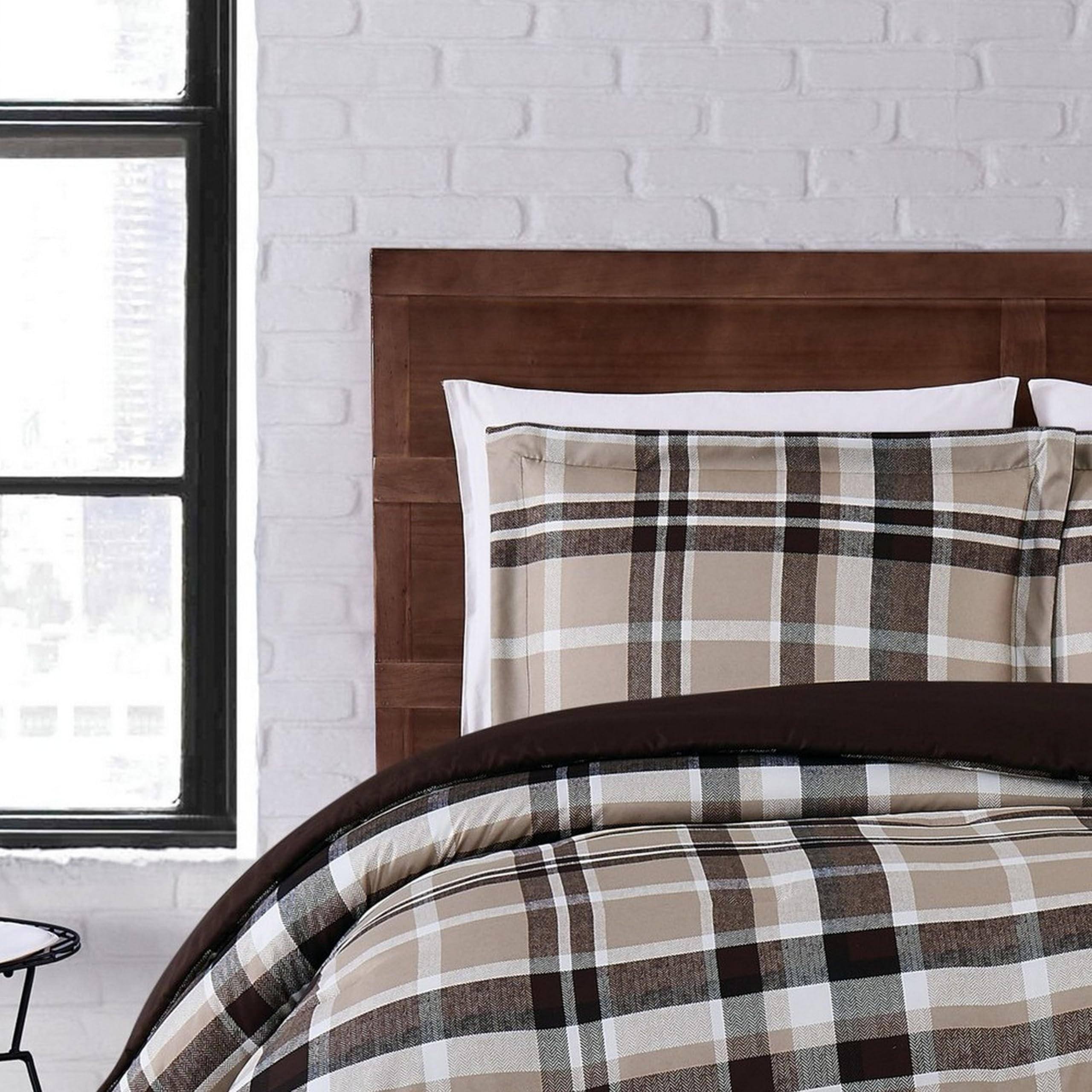 TRULY SOFT Paulette Plaid Taupe Twin XL 2-Piece Comforter Set - Ultra Soft Bedding for Cozy Bedrooms & Guest Rooms