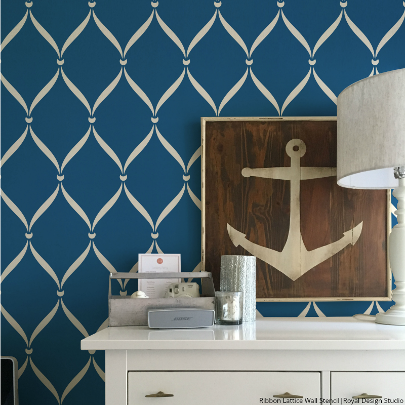 Ribbon Lattice Wall Stencil - Reusable DIY Painting Template for Home Decor, Crafts & Furniture - Perfect for Bedroom, Nursery, Living Room Accent Walls