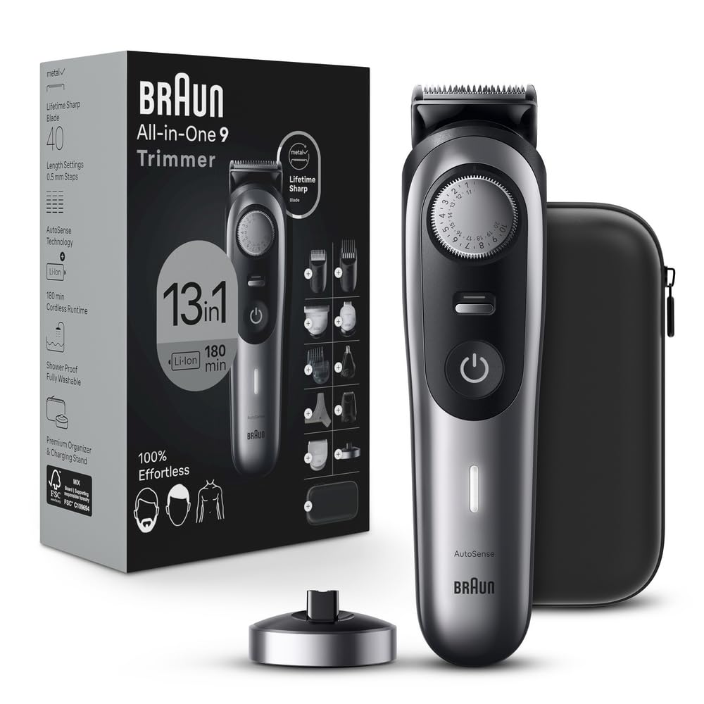 Premium 13-in-1 All-in-One Grooming Kit Series 9 9440 - Beard Trimmer, Body Groomer, Hair Clippers for Men's Manscaping & Personal Care | Perfect Holiday, Birthday & Travel Gift for Him | Home, Gym & On-The-Go Use