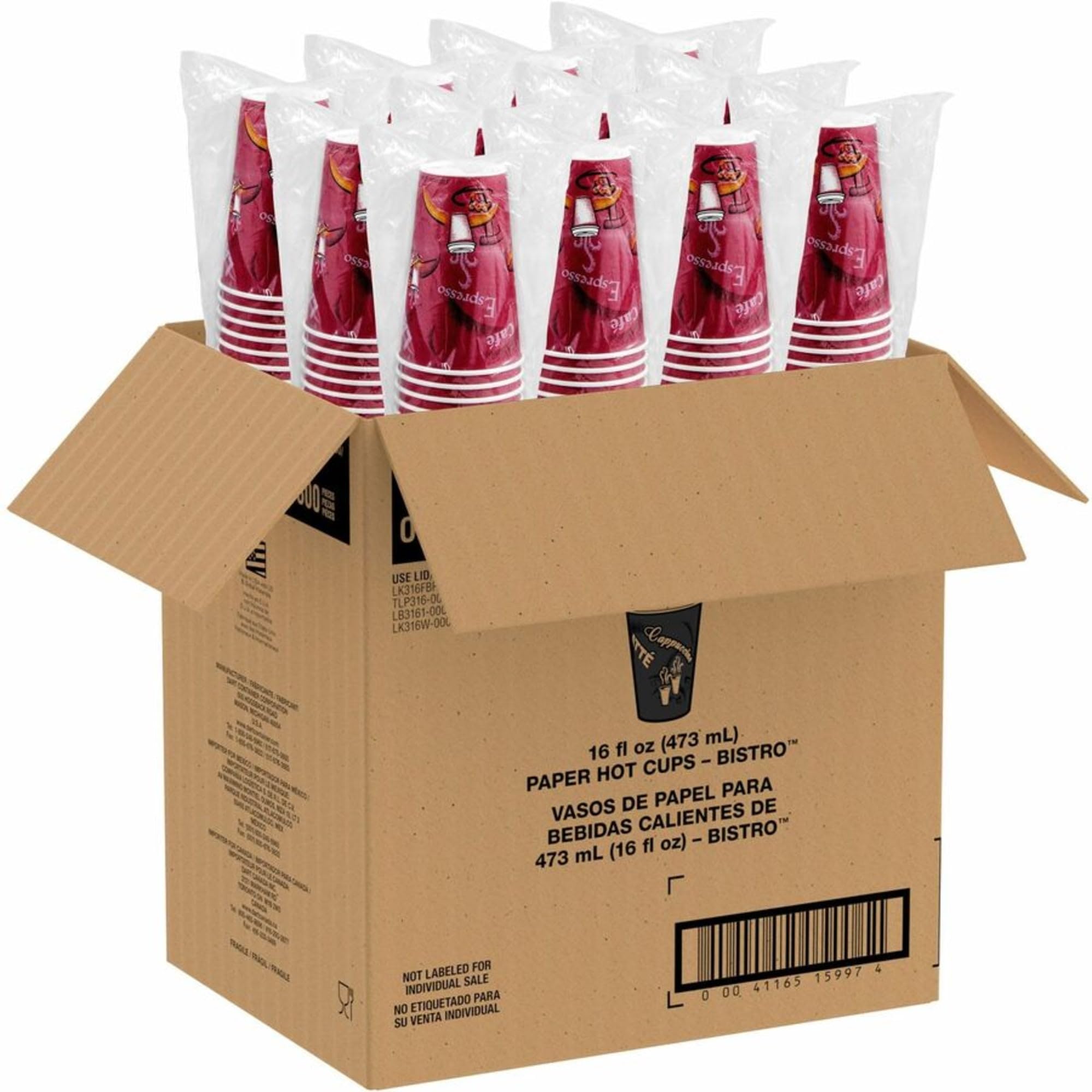 Solo® 16 Oz Maroon Paper Hot Cups - 300 Count Carton | Disposable Coffee Cups for Office, Cafes, and Events