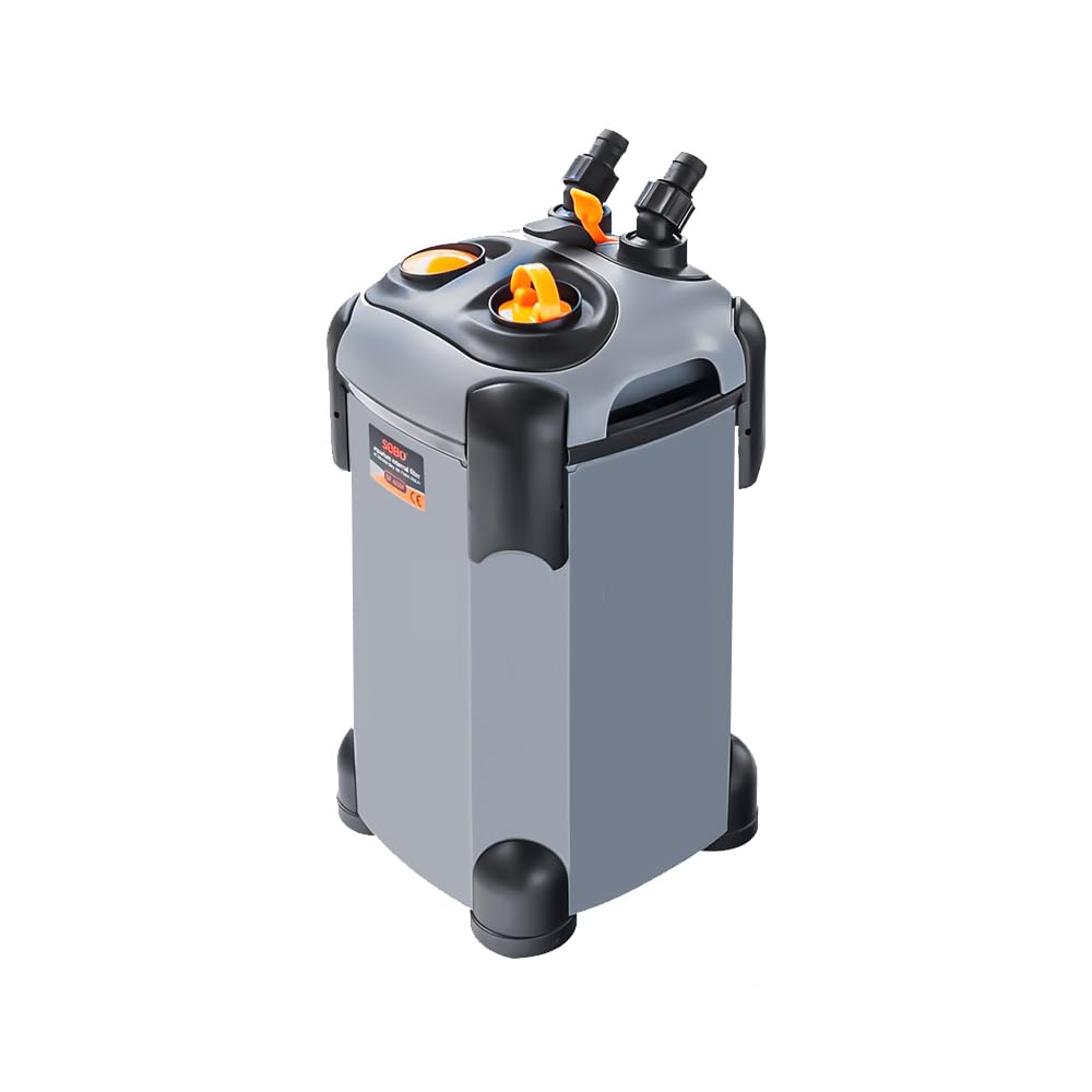 SUNWEN Ultra-Quiet External Canister Filter for Aquariums – 171/225/266/317/397GPH Flow Rate with Filter Media – Perfect for Freshwater & Saltwater Fish Tanks, Terrariums & Aquatic Plant Setups