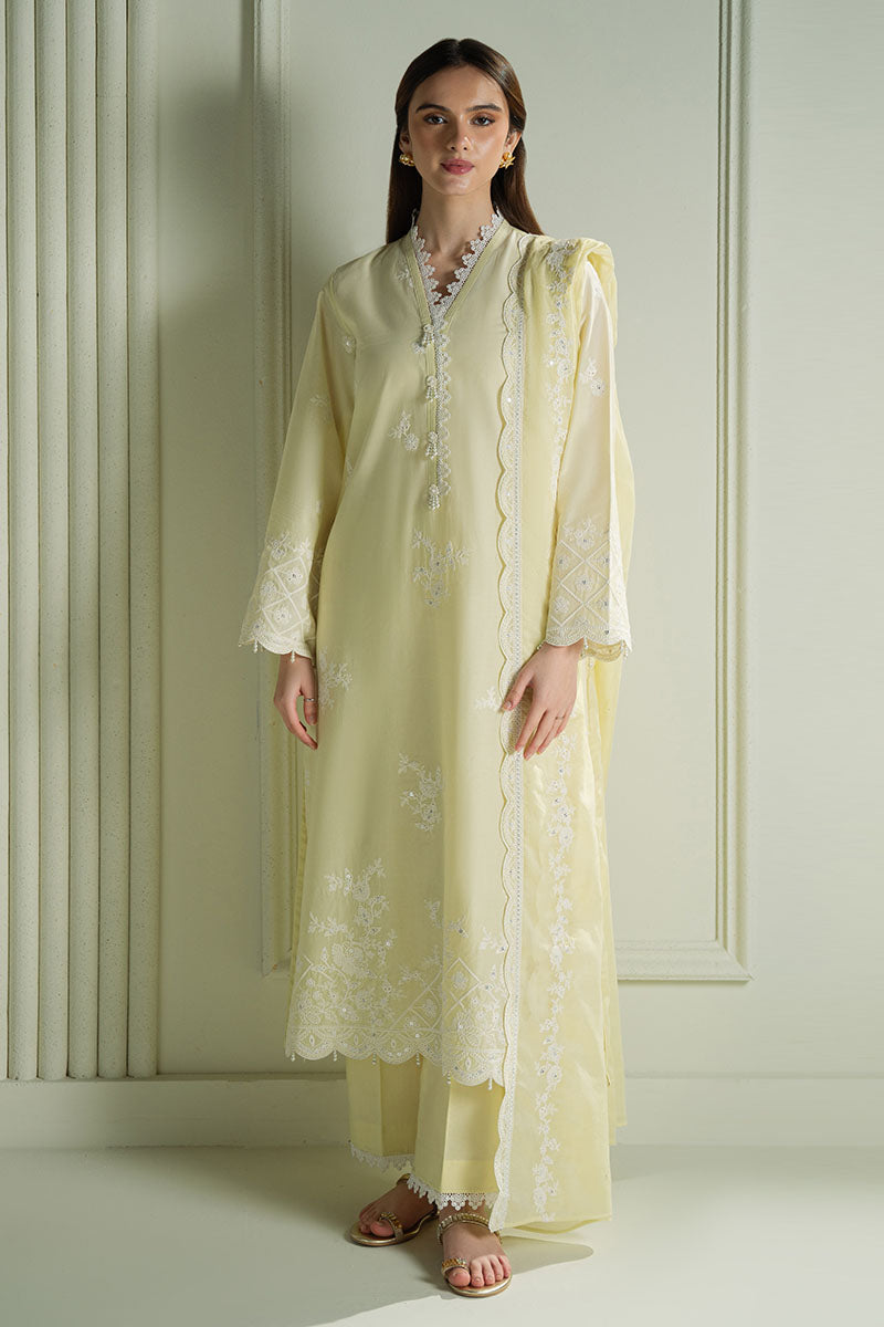 MISTY HAZE 3PC Embroidered Lawn Suit for Women - Floral Design Summer Outfit - Perfect for Weddings, Parties & Casual Wear