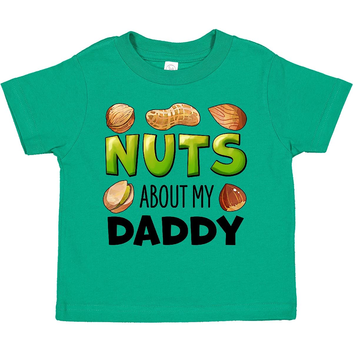 Inktastic 'Nuts About My Daddy' Peanut Almond Pistachio Toddler T-Shirt - Cute Funny Graphic Tee for Kids, Fathers Day Gift, Family Matching Outfits - Perfect for Playdates, Holidays & Special Occasions