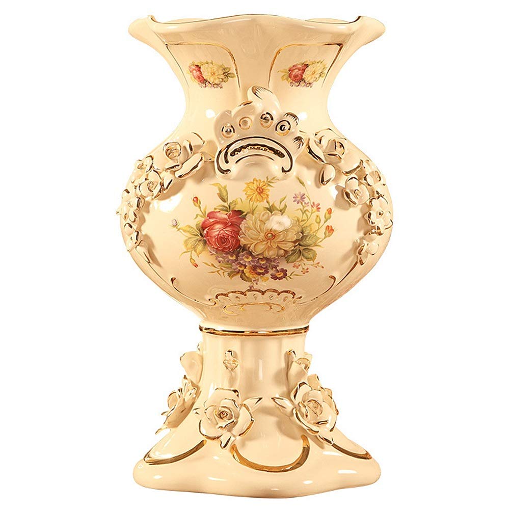 Antique Handmade Ceramic Flower Vases for Home Decor - Elegant Porcelain Centerpiece for Wedding, Living Room, Dining Table (14x14x26cm) - Perfect for Floral Arrangements & Interior Design