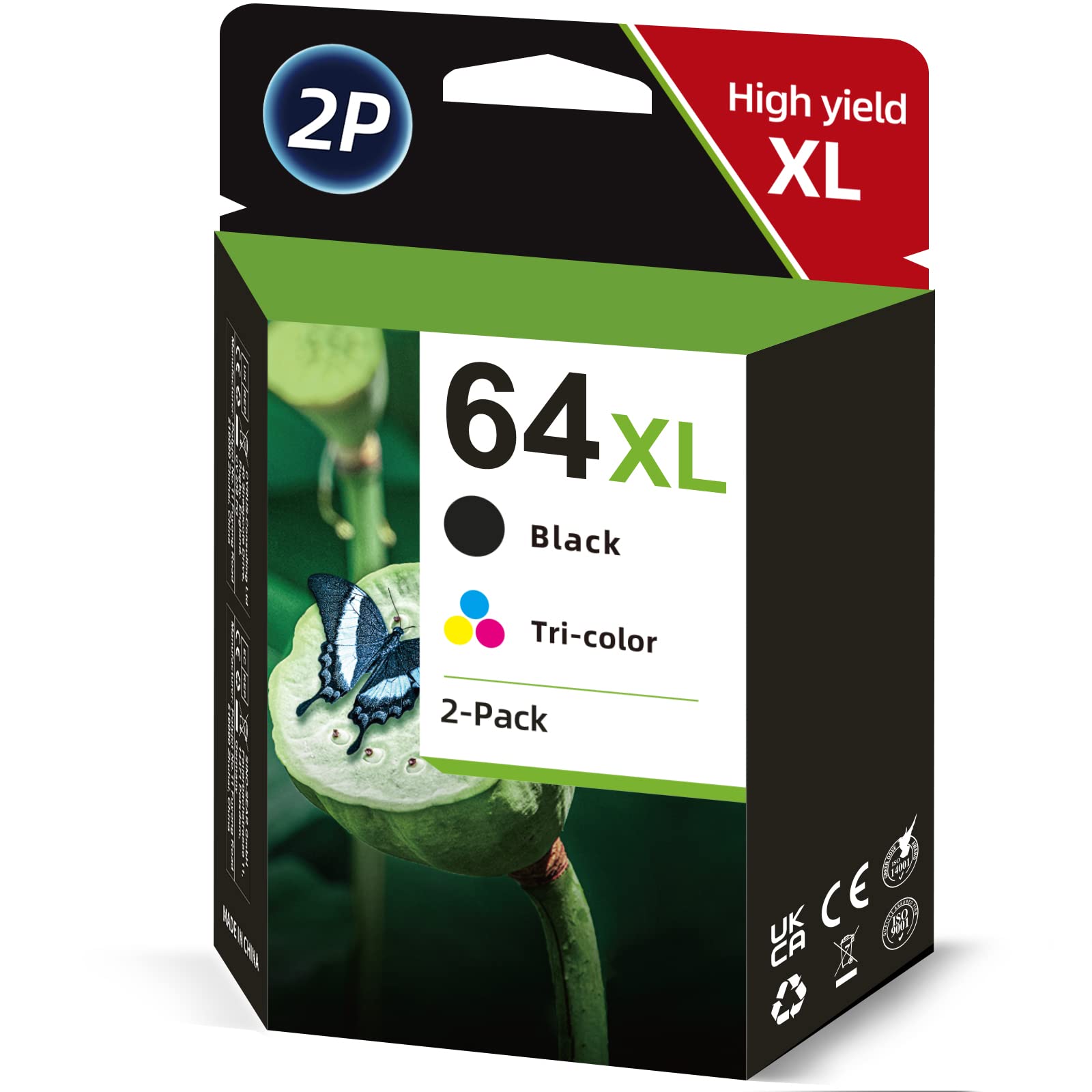 HP 64XL Black Ink Cartridge Combo Pack - Remanufactured Replacement for HP 64/64XL - Compatible with Envy Photo 6222, 6230, 6255, 7155, 7164, 7800 & Tango X Printers - High Yield Printing for Home Office, School Projects & Photo Printing