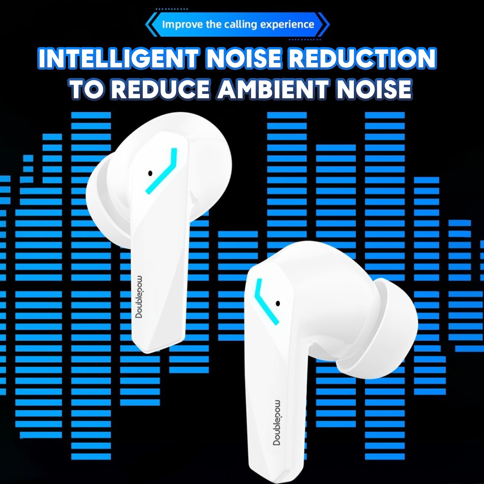 GM2 Pro Wireless Earbuds - Bluetooth 5.3 Low Latency Gaming Headphones with Noise Cancellation, IPX5 Waterproof & Charging Case (White) - Perfect for Gaming, Workouts, Commuting & Travel