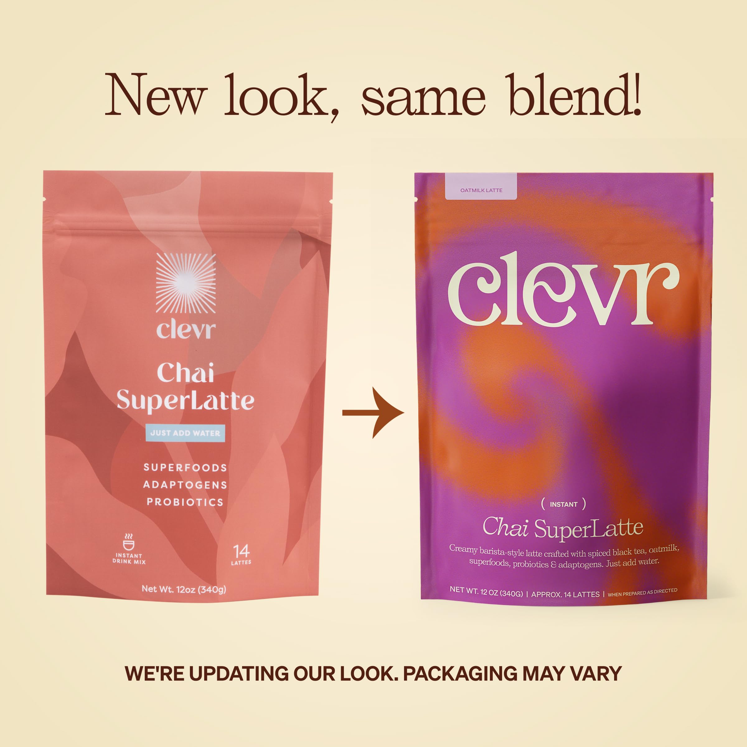 Clevr Blends Starter Kit (2-Pack) - Chai Tea & Golden Turmeric SuperLatte Instant Mix with Oat Milk, Coconut Creamer, Lion’s Mane, Reishi Mushrooms, Organic Spices & Probiotics | Includes Frother | Perfect for Home, Office & Travel | Dairy-Free, Vegan-Friendly Energy Boost
