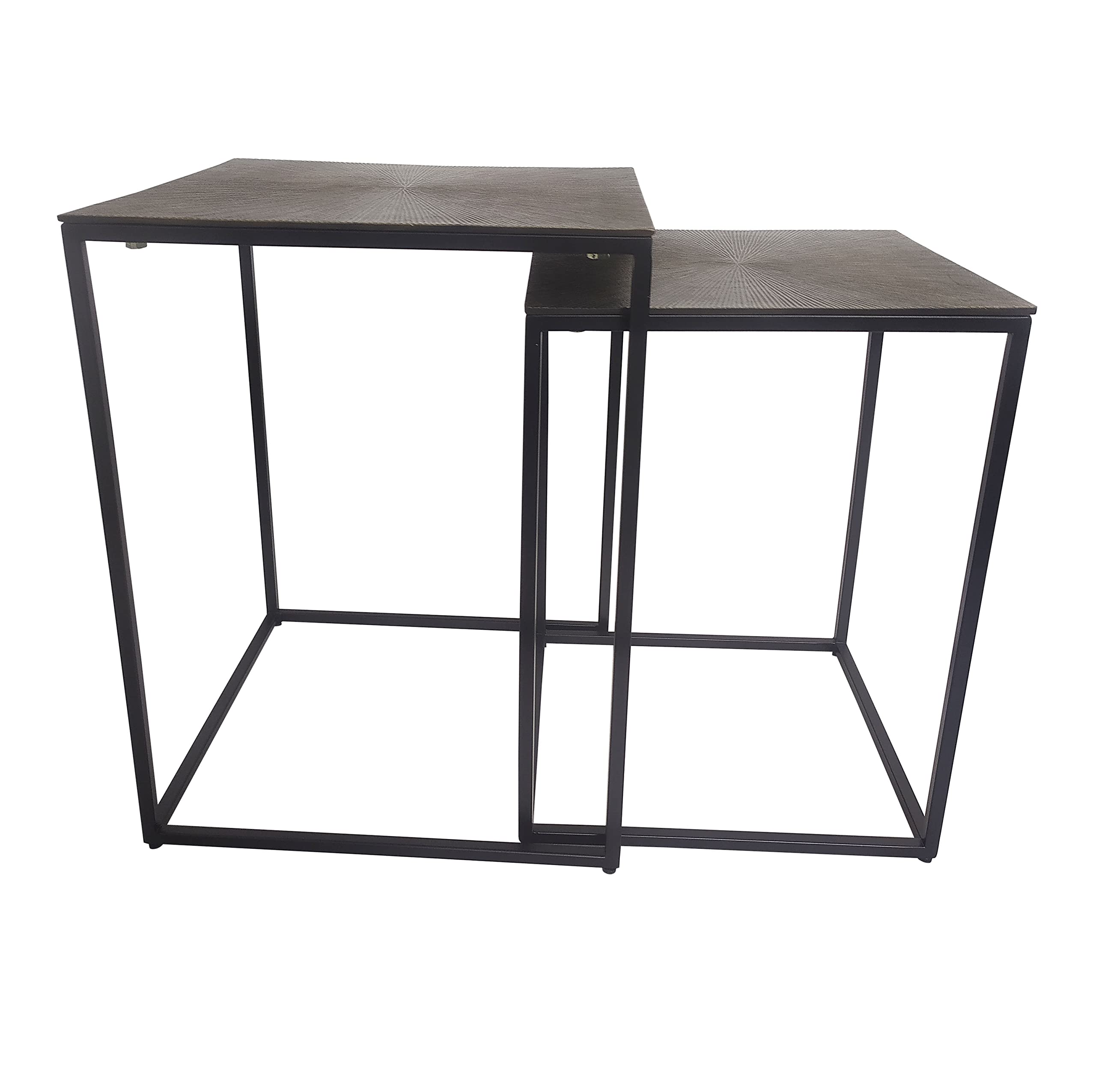 Noble House Garnet Metal Nesting Table Set - 2-Piece Square Coffee Side Tables for Living Room, Bedroom, or Office - Modern End Tables with Sturdy Metal Frame & Elegant Garnet Finish