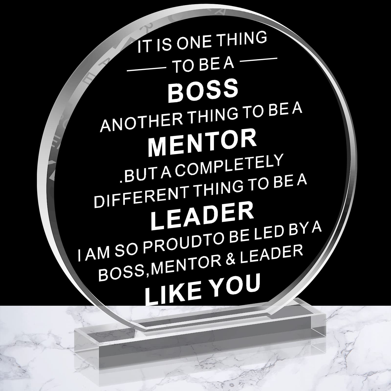 Premium Acrylic Boss Appreciation Plaque - Funny Office Desk Sign for Men & Women, Unique Boss Day Gift, Going Away Present, Birthday Paperweight - Perfect for Work Anniversary, Retirement, or Leadership Recognition (Round)