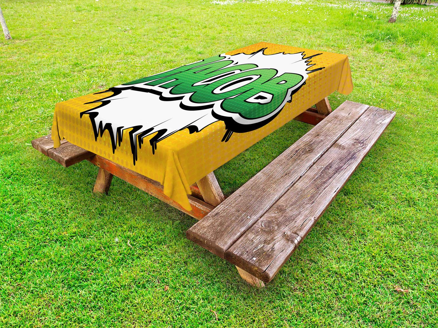 Ambesonne Jacob Green Comic Burst Outdoor Tablecloth - Washable Picnic Table Cover 58