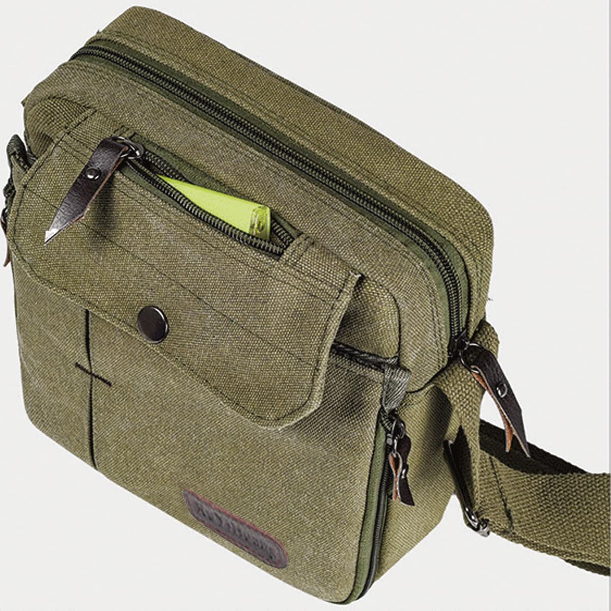 Small Canvas Messenger Bag - Crossbody Chest Shoulder Bag for Men & Women with Multi Pockets | Perfect for Travel, Work & Daily Use