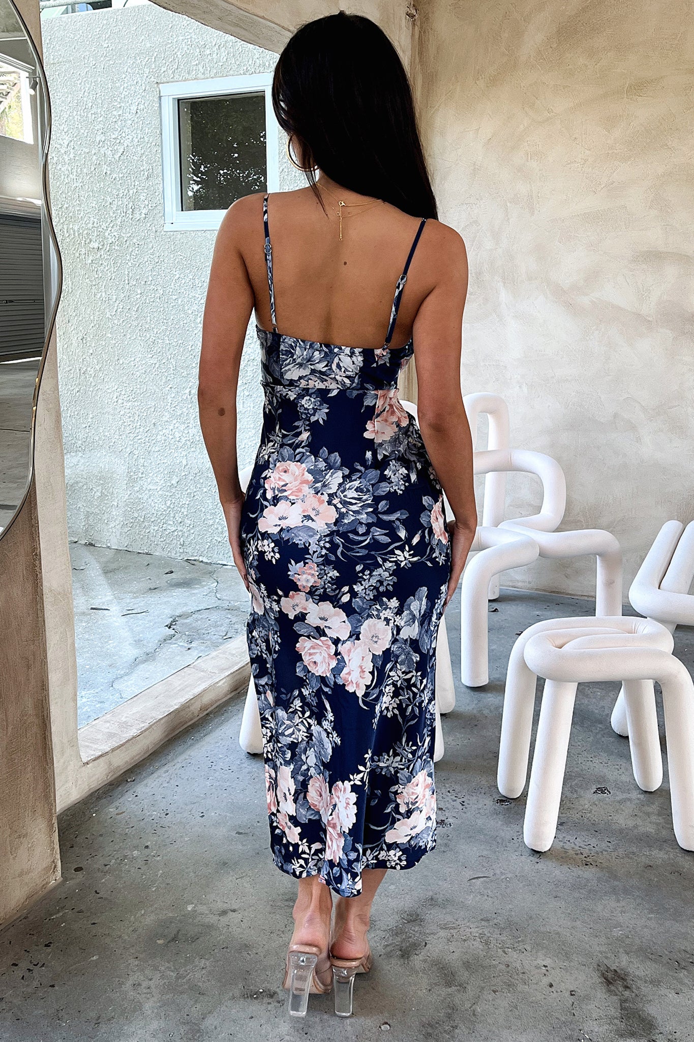 Florence Midi Dress - Blue Floral Print Summer Dress for Women | Perfect for Beach Vacations, Garden Parties & Date Nights
