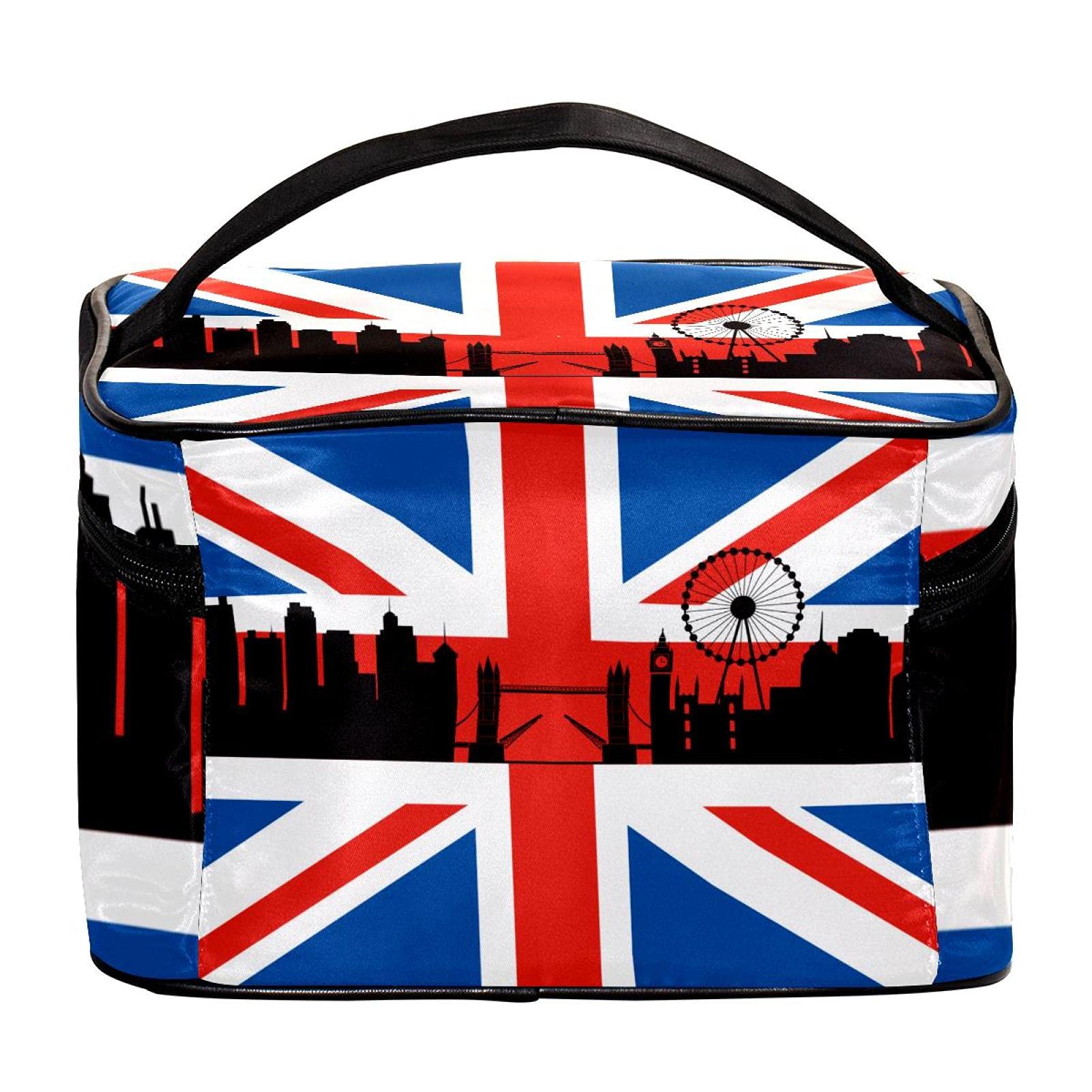 British Flag London Cityscape Travel Makeup Bag - Large Cosmetic Organizer with Zipper, Toiletry Pouch for Women & Girls - Perfect for Travel, Gym, and Daily Essentials Storage