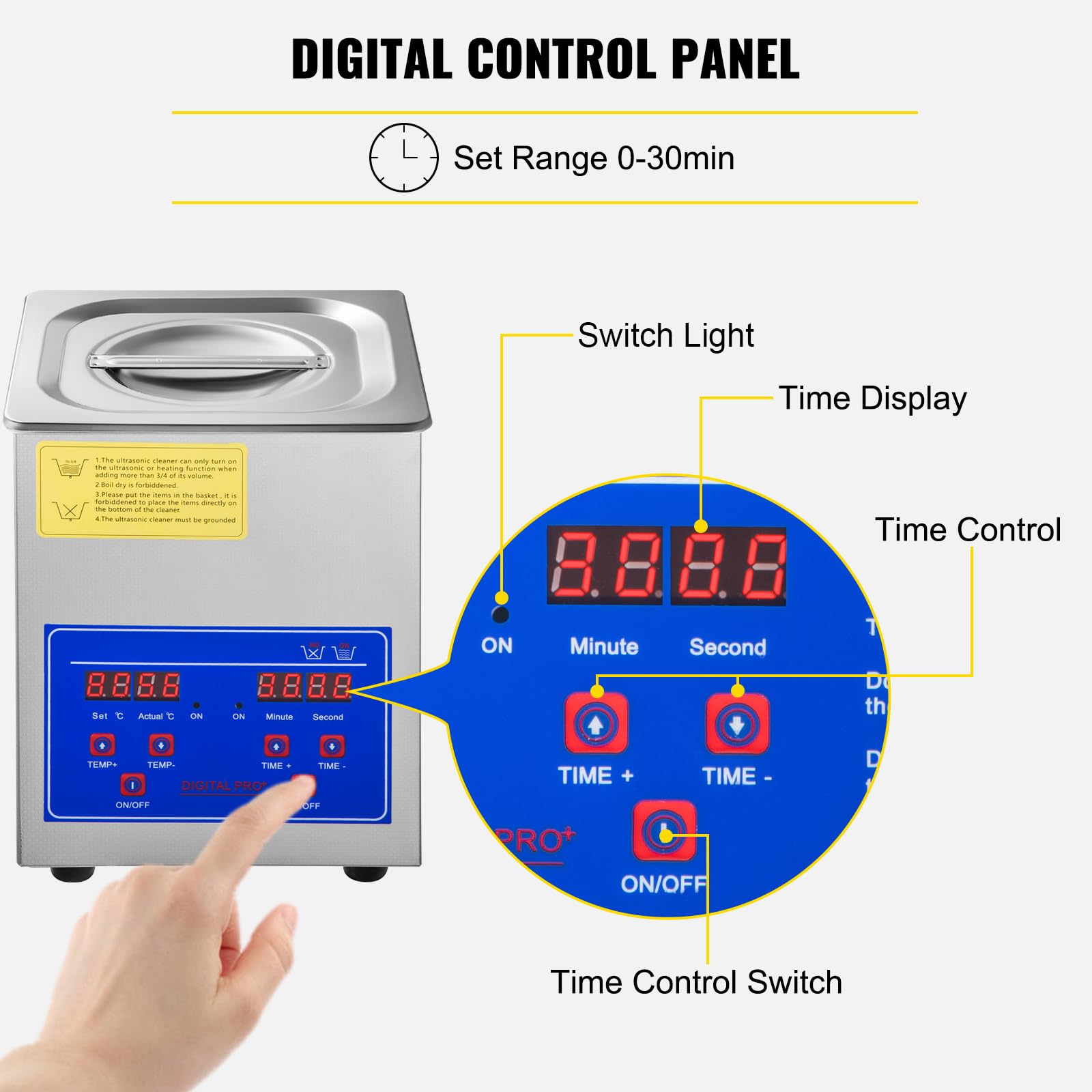 VEVOR 2L Digital Ultrasonic Cleaner with Timer, 40kHz Professional 304 Stainless Steel Jewelry Cleaner, 110V for Watch, Glasses, Diamond & Eyeglass - Perfect for Home, Jewelry Shop & Dental Lab Cleaning