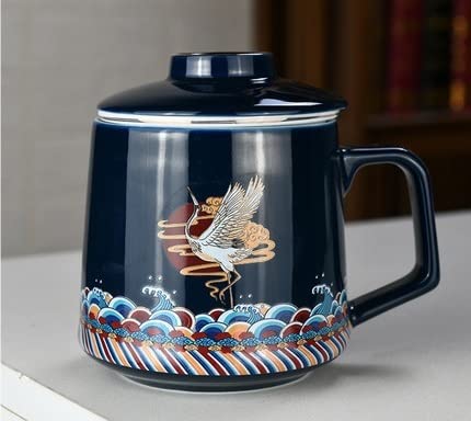 400ml Ceramic Coffee Mug with Lid & Spoon - Reusable Travel Tea Cup with Filter for Office, Home & Kitchen - Funny Personalized Coffee Cup for Daily Use, Gifts & Travel