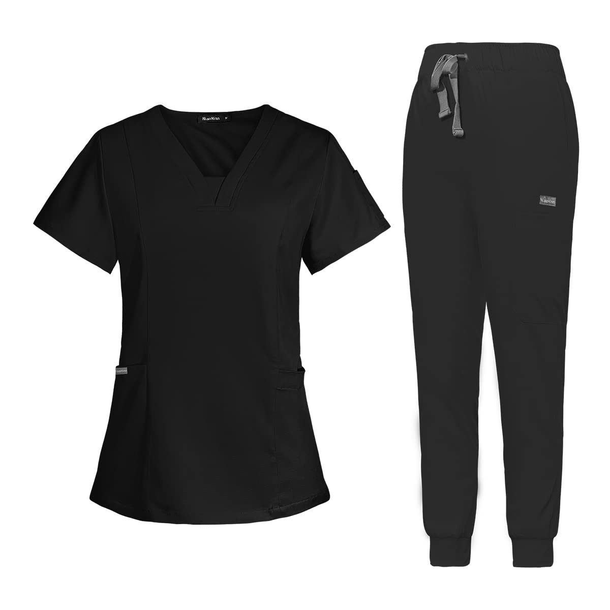 Premium Women's Medical Scrub Set - Stretchy Nursing Uniform with Modern Neck Top & Jogger Pants for Comfort & Mobility | Ideal for Nurses, Doctors & Healthcare Professionals