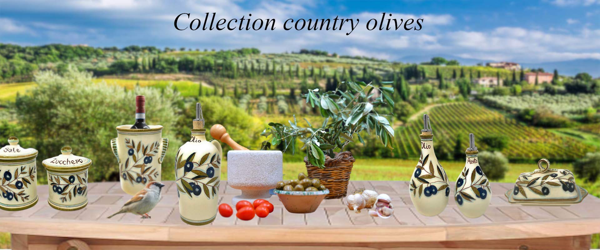 Italian Ceramic Kitchen Canister Set - Hand Painted Tuscan Food Storage Jars for Salt, Sugar & Olives | Country Style Decor | Made in Italy | Perfect for Farmhouse, Rustic & Mediterranean Kitchens