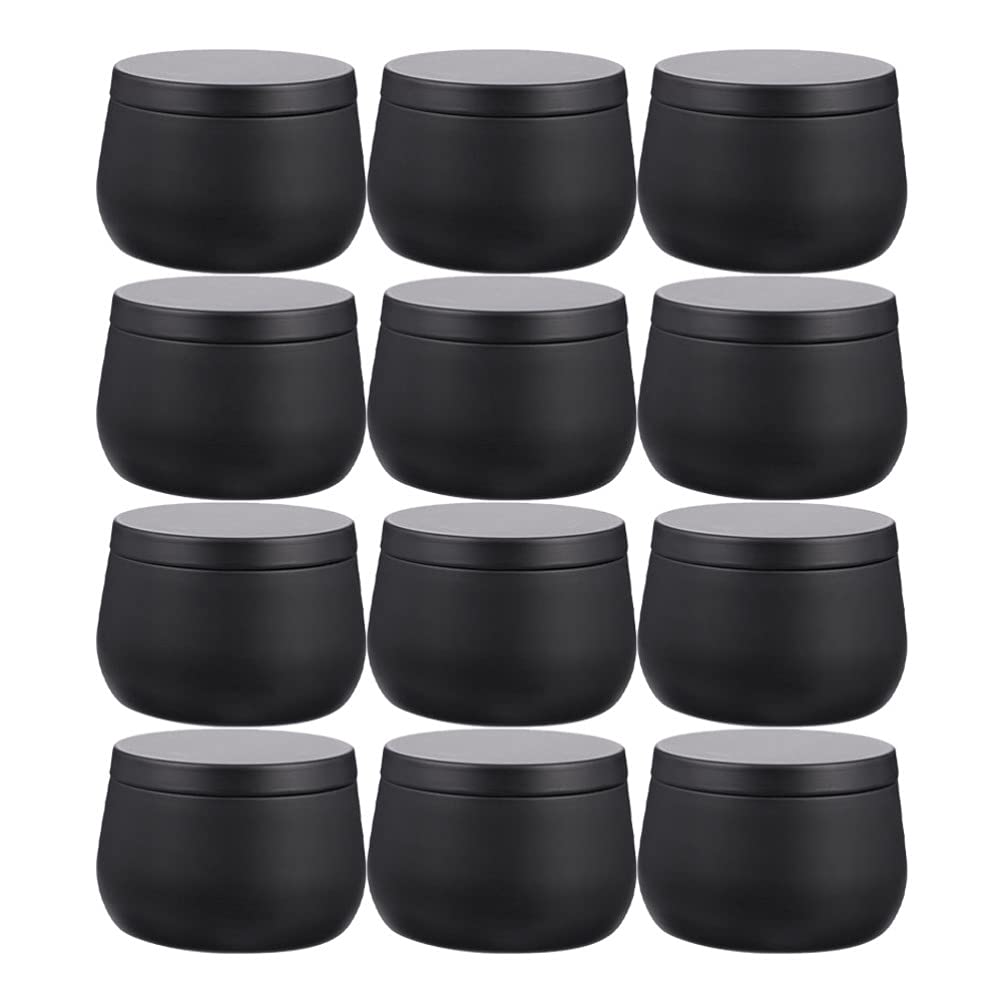 12 Pack MILISTEN 8 oz Black Candle Tins with Lids - Empty Metal Containers for DIY Candle Making, Arts & Crafts, Home Storage - Perfect for Soy Wax Candles, Bath Salts, and Small Item Organization