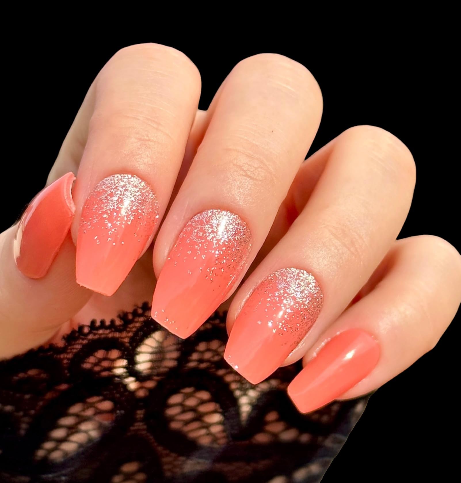 22 Premium Semi-Cured Gel Nail Polish Strips with Application Accessories (Coral & Faded Mist) - Perfect for Home Manicures & Special Occasions