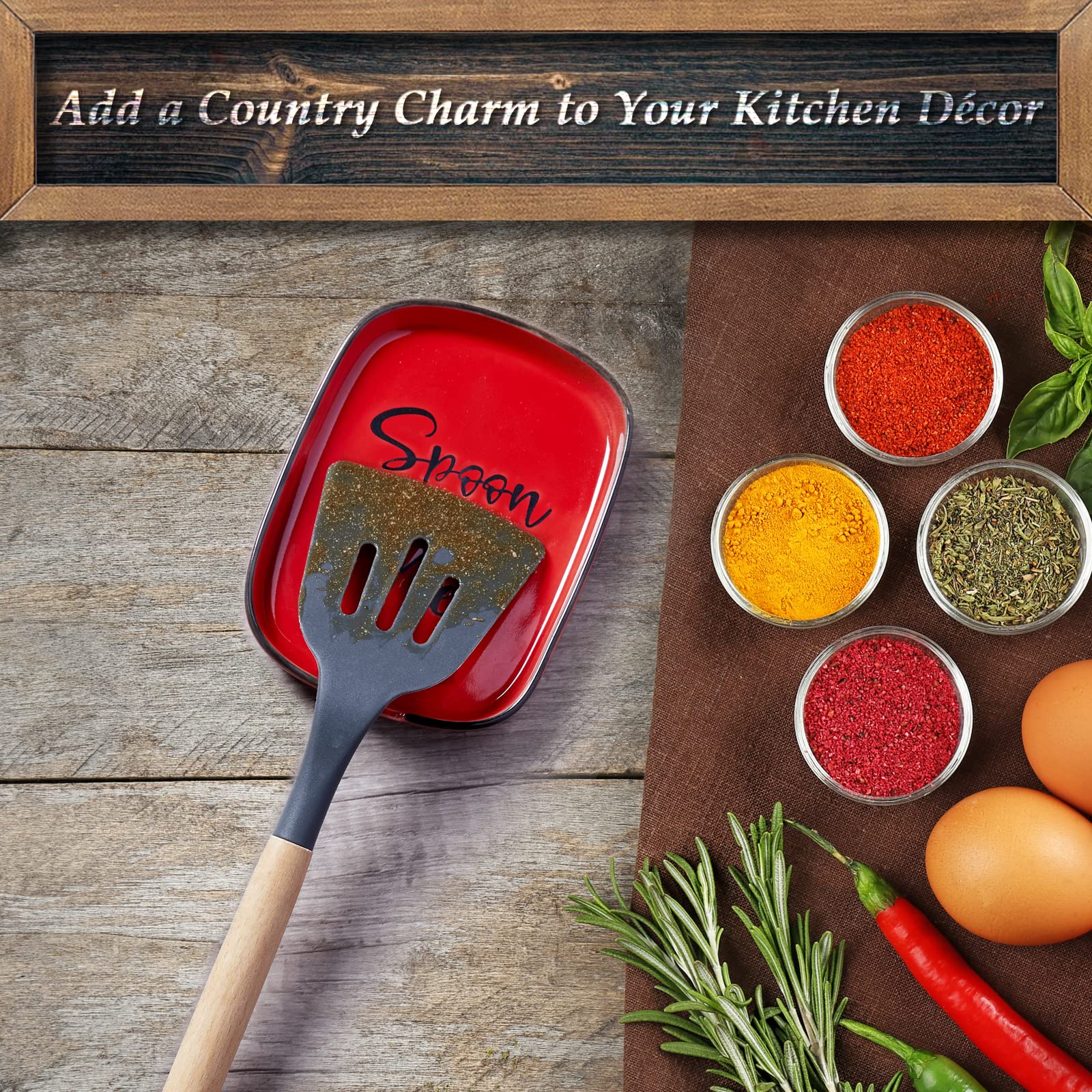 **Large Heat-Resistant Ceramic Spoon Rest for Stove Top & Kitchen Counter - Red Cooking Utensil Holder for Spoons & Ladles - Perfect for Cooking, Serving & Decorating Your Kitchen**