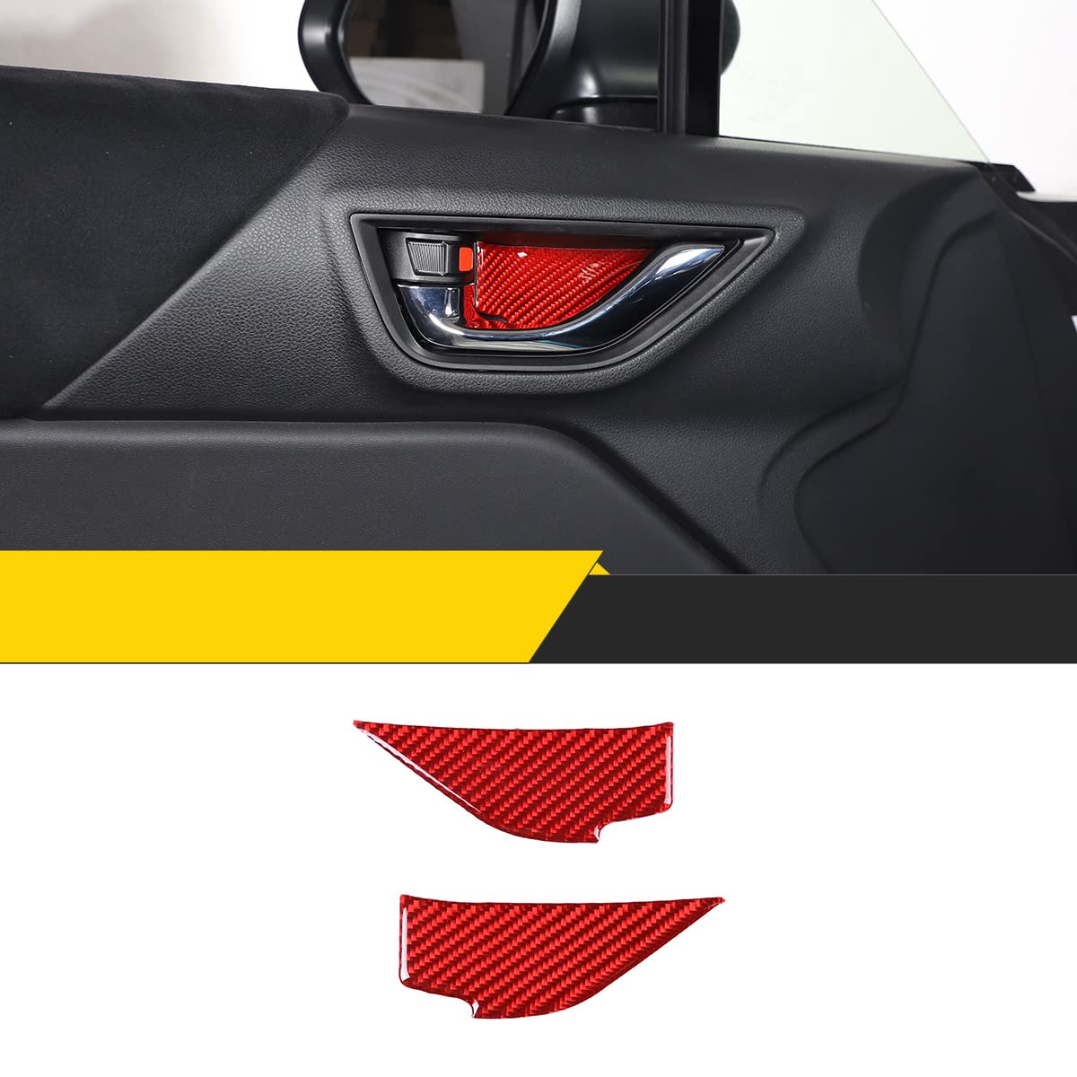 Carbon Fiber Inner Door Handle Cover for Subaru BRZ 2022 | Soft Grooved Decorative Panel | Car Interior Accessories | Enhances Cabin Style & Protects Door Handles