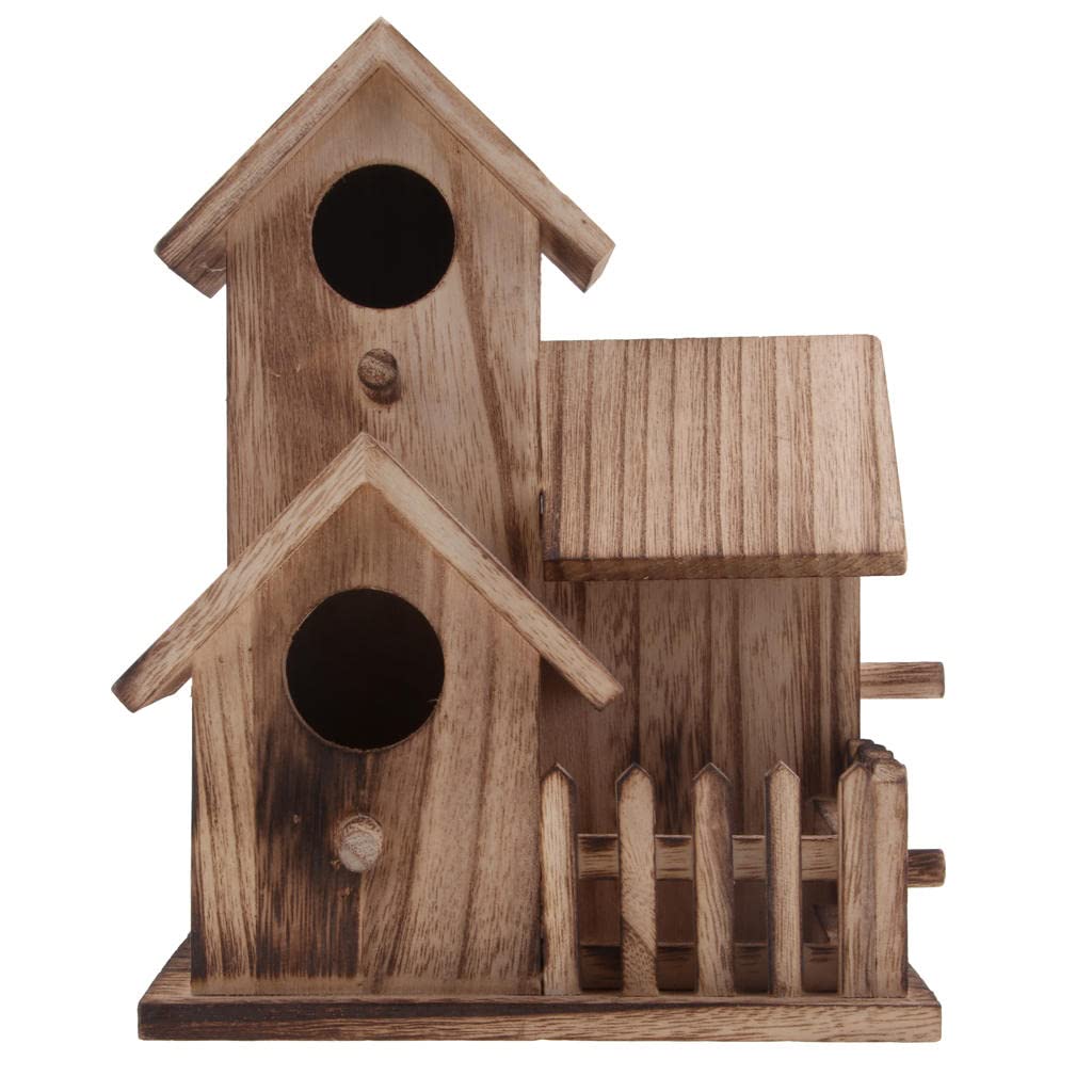 FAKEME Exclusive Wooden Bird Feeder House - Outdoor Bird Feeding Station for Garden, Patio, and Backyard - Attracts Wild Birds with Natural Wood Design - Perfect for Bird Watching & Nature Lovers