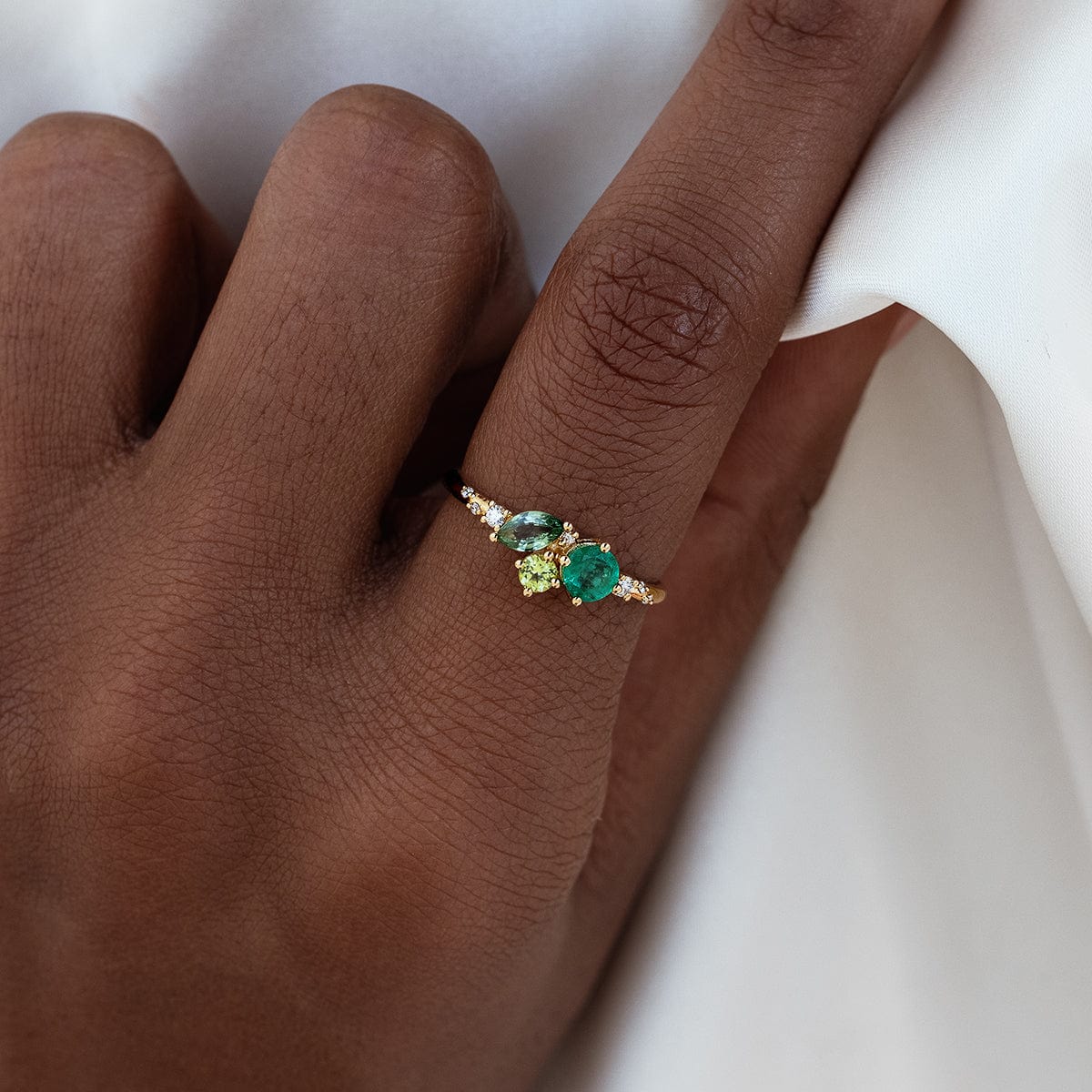 Green Ocean Starry Cluster Ring - Elegant Blue Gemstone Jewelry for Women, Perfect for Parties, Weddings & Date Nights