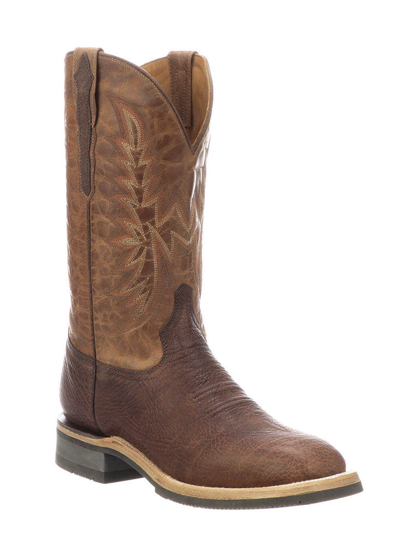 Lucchese M4090.WF Men's Rudy Cowhide Performance Cowboy Boots in Chocolate Peanut - Durable Western Boots for Riding, Work & Casual Wear