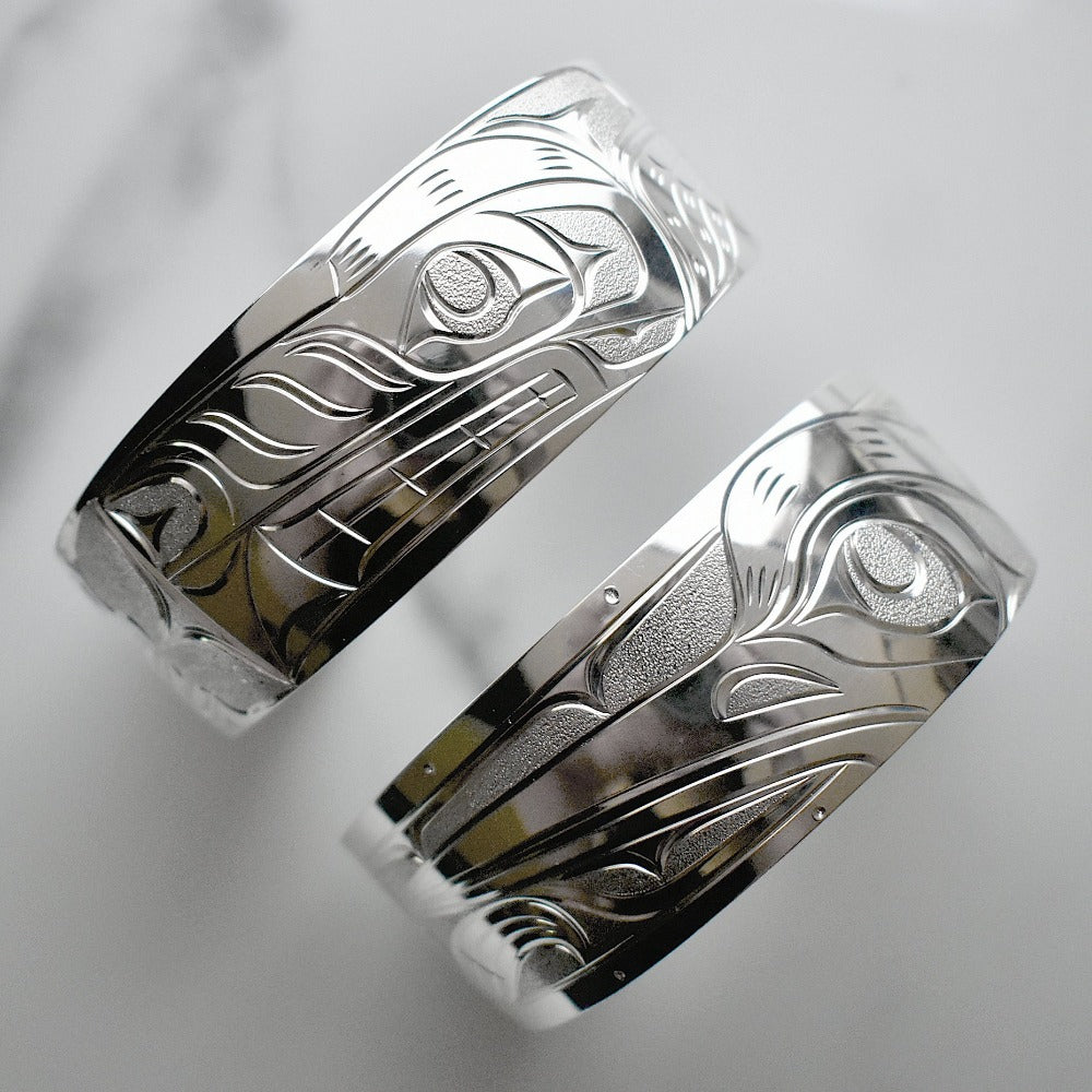 Extra Wide Silver Totem Cuff Bracelet - Joe Descoteaux Native American Jewelry - Boho Chic Statement Piece for Women - Perfect for Festivals, Weddings & Everyday Wear