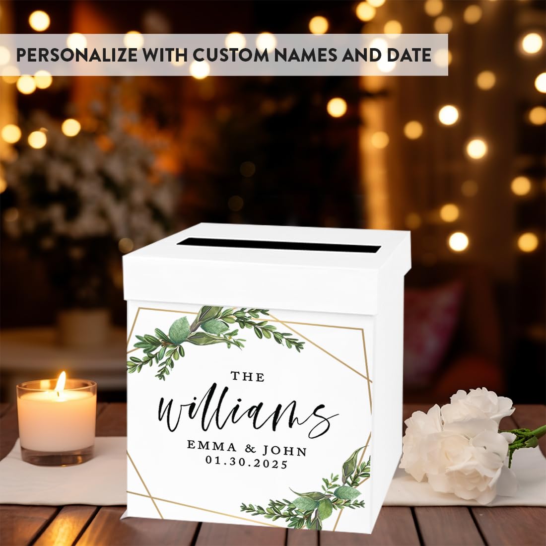 Custom Wedding Card Box 10x10x10in - Personalized Gift Box for Wedding Cards & Gifts