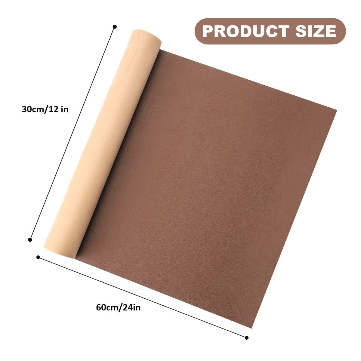 Bitrexup Self Adhesive Leather Repair Patch Kit - 60x30cm Brown Vinyl & Leather Repair for Couches, Car Seats, Belts, Handbags - Durable Adhesive Backing for Furniture & Sofa Restoration (2-Pack) - Perfect for Home, Office & Vehicle Interior Repairs