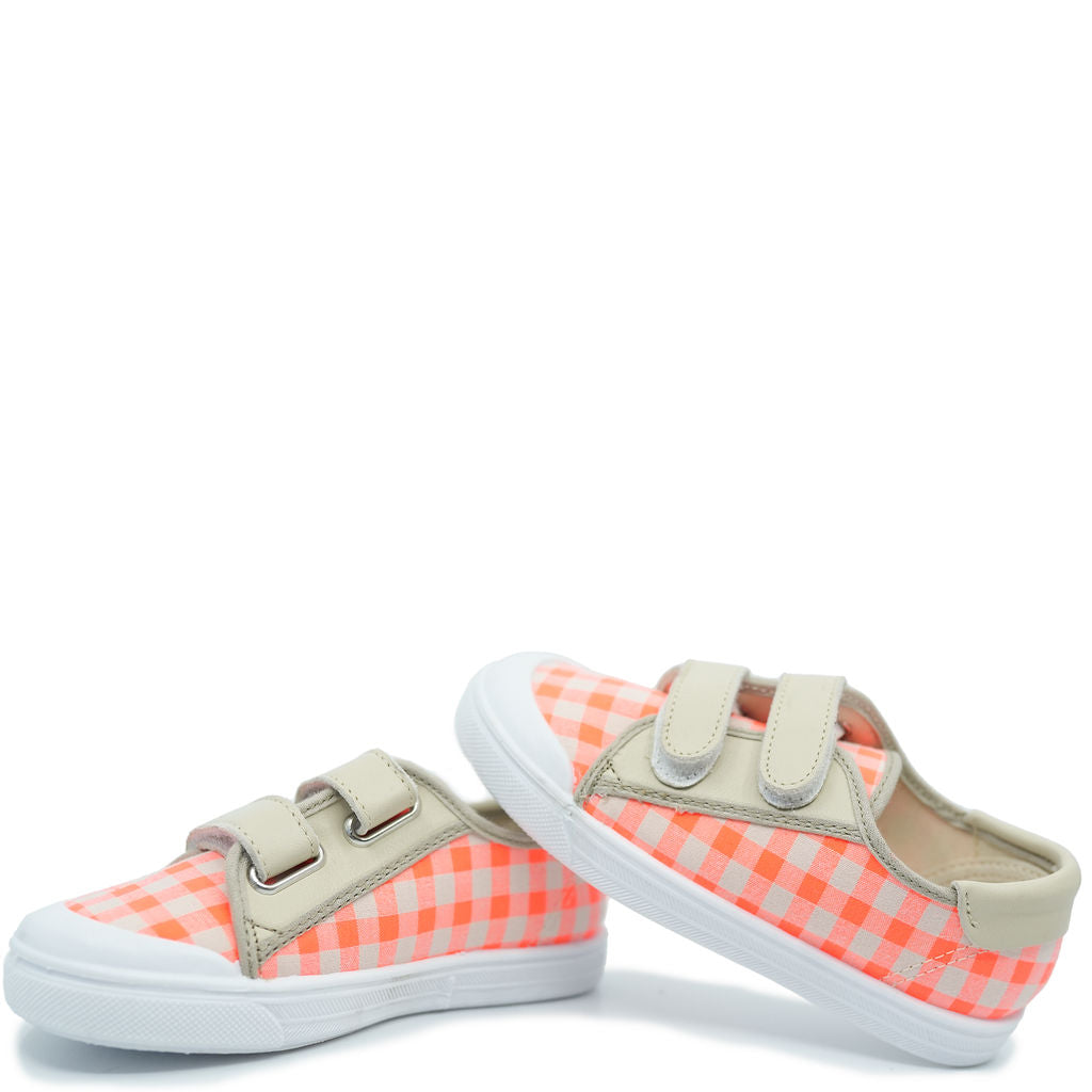 Stylish Pepe Beige & Neon Checkered Sneakers for Men & Women | Trendy Casual Shoes for Walking, Running & Street Fashion