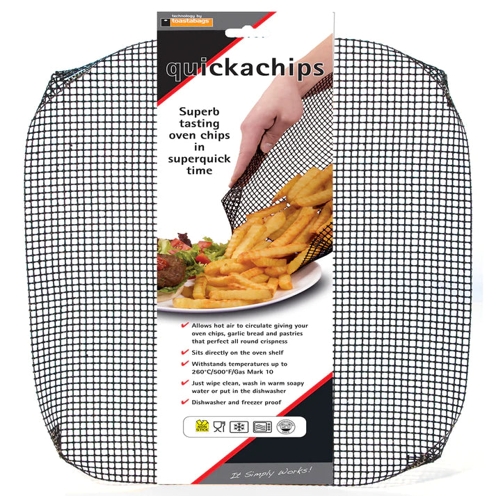 Quickachips Oven Mesh Tray - Large Black Baking Rack for Air Fryer, Toaster Oven & Microwave - Perfect for Roasting, Grilling & Reheating Food