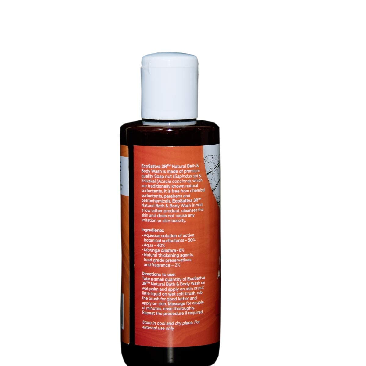 EcoSattva 3R Natural Shower Combo Set - Organic Bath & Body Wash + Shampoo (200ml Each) - Vegan, Cruelty-Free for Sensitive Skin - Perfect for Daily Shower & Travel