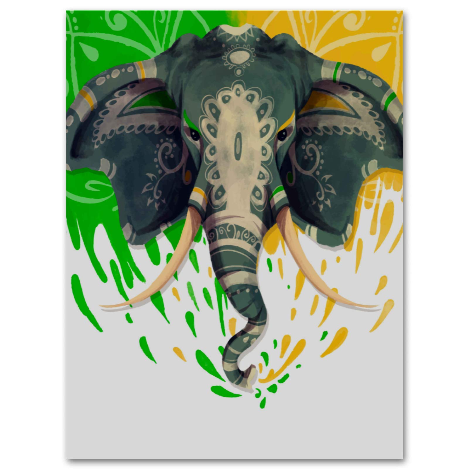 Elephant Canvas Wall Art - Modern Frameless Bathroom Decor for Bedroom & Kitchen (11.8x31.5 in)