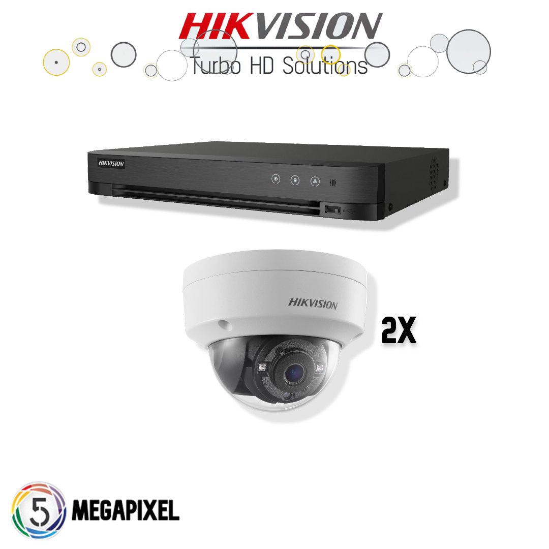 5MP Turbo HD Security Camera Set - 2x Dome Cameras for Indoor/Outdoor Surveillance, Night Vision & Motion Detection - Ideal for Home, Office & Business Security Monitoring