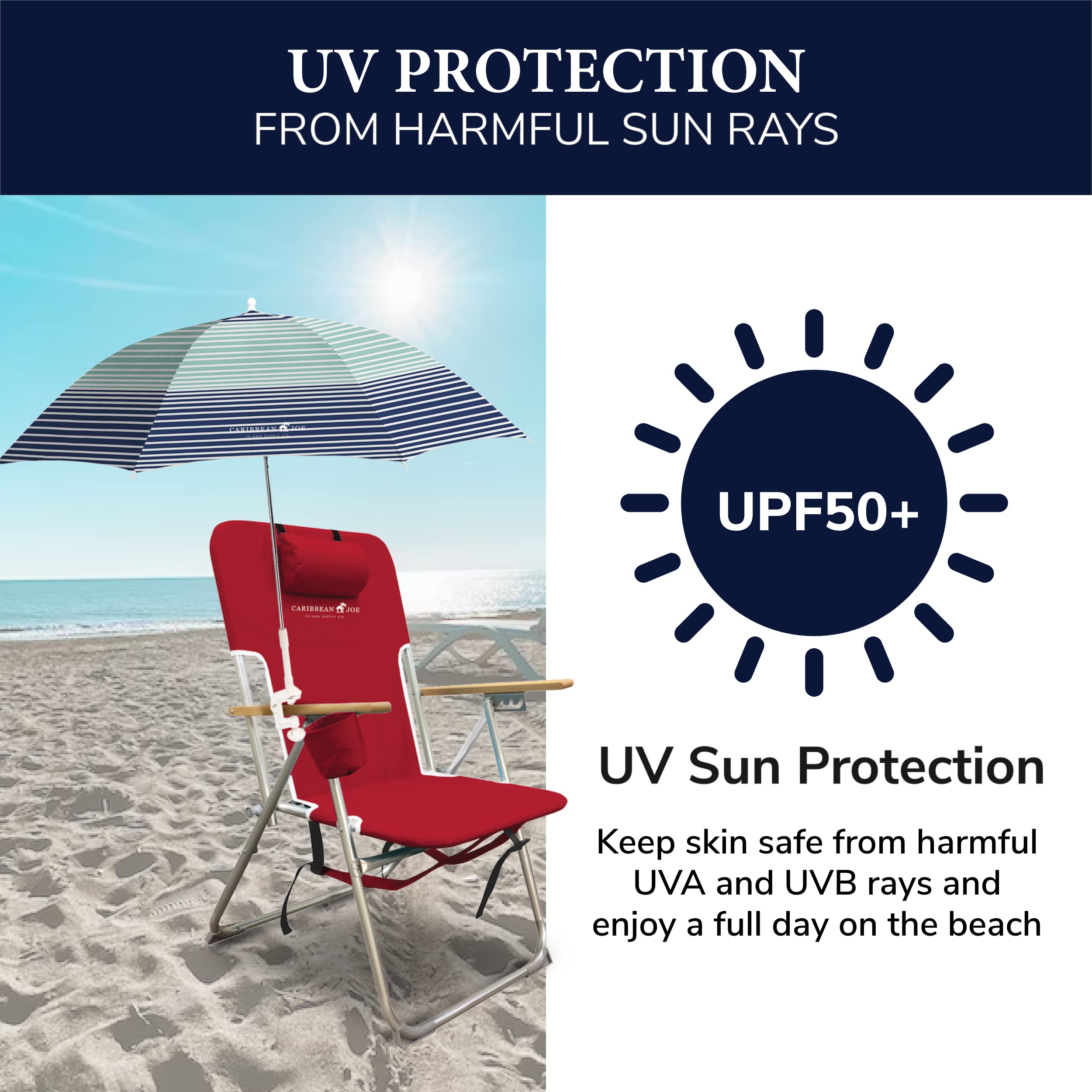48 Inch Adjustable Universal Clamp-On Beach Umbrella with UV Protection - Perfect for Chairs, Loungers, and Outdoor Relaxation