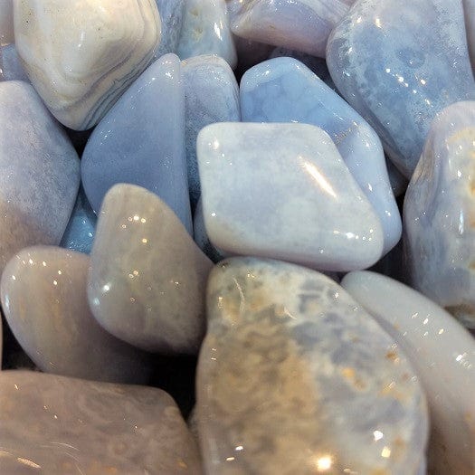 Natural Blue Agate Tumbled Pocket Stone - Healing Crystal for Stress Relief & Meditation - Perfect for Home Decor, Office Desk, or Travel Companion
